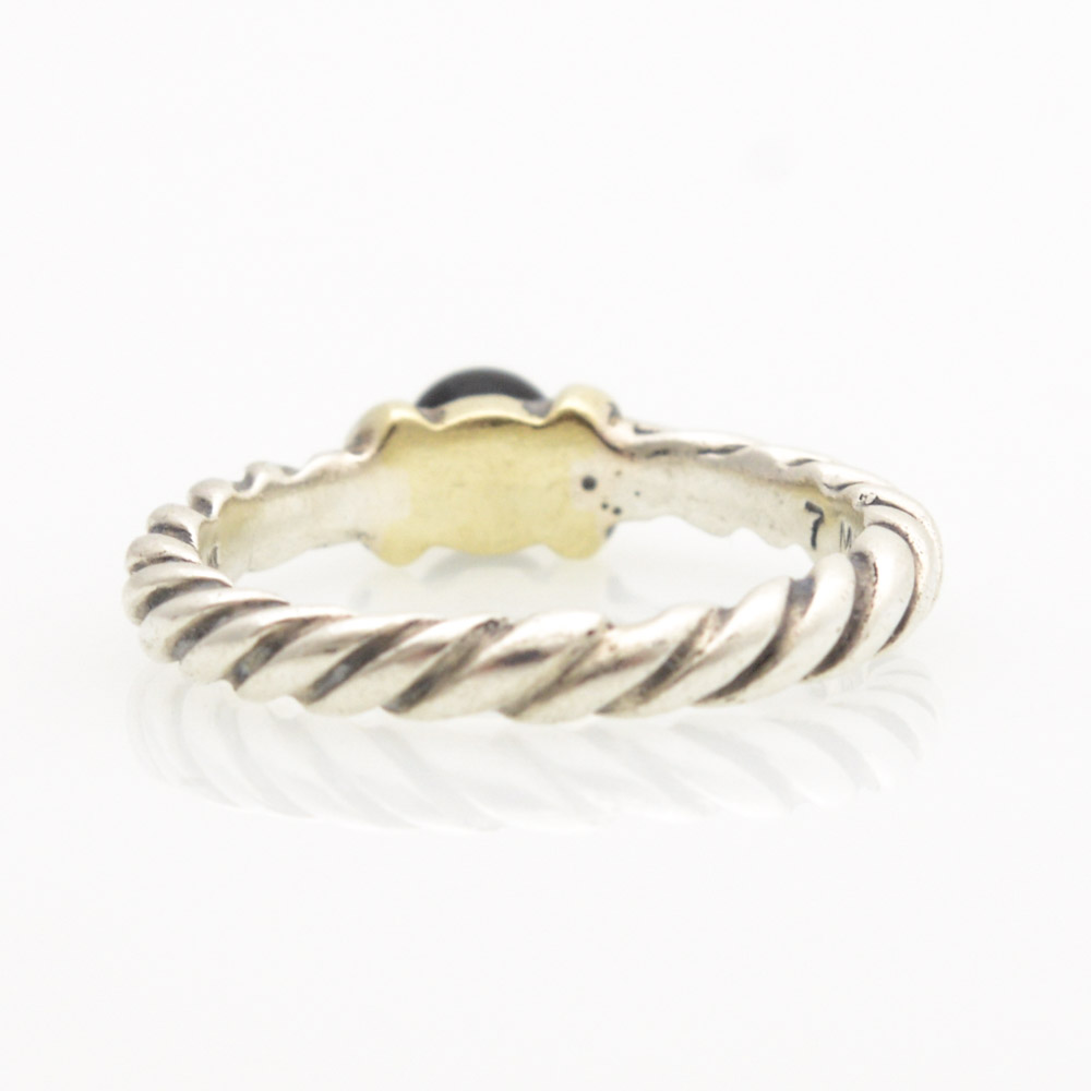 David Yurman 14K Gold, Sterling Silver, and Onyx Ring