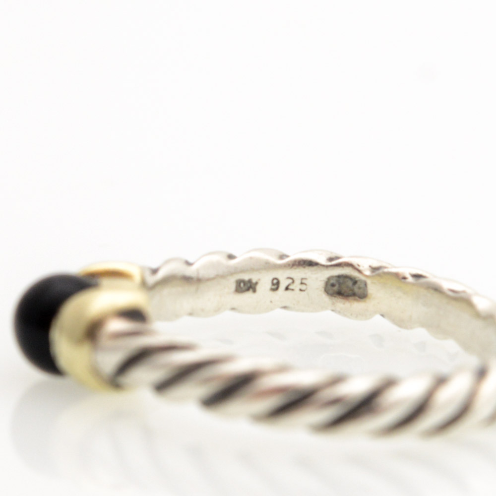 David Yurman 14K Gold, Sterling Silver, and Onyx Ring