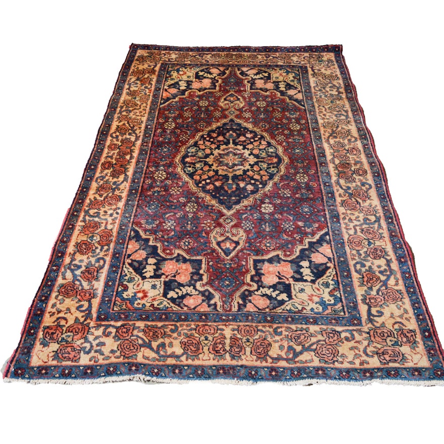 Vintage Hand-Knotted Persian Afshari Bijar Rug