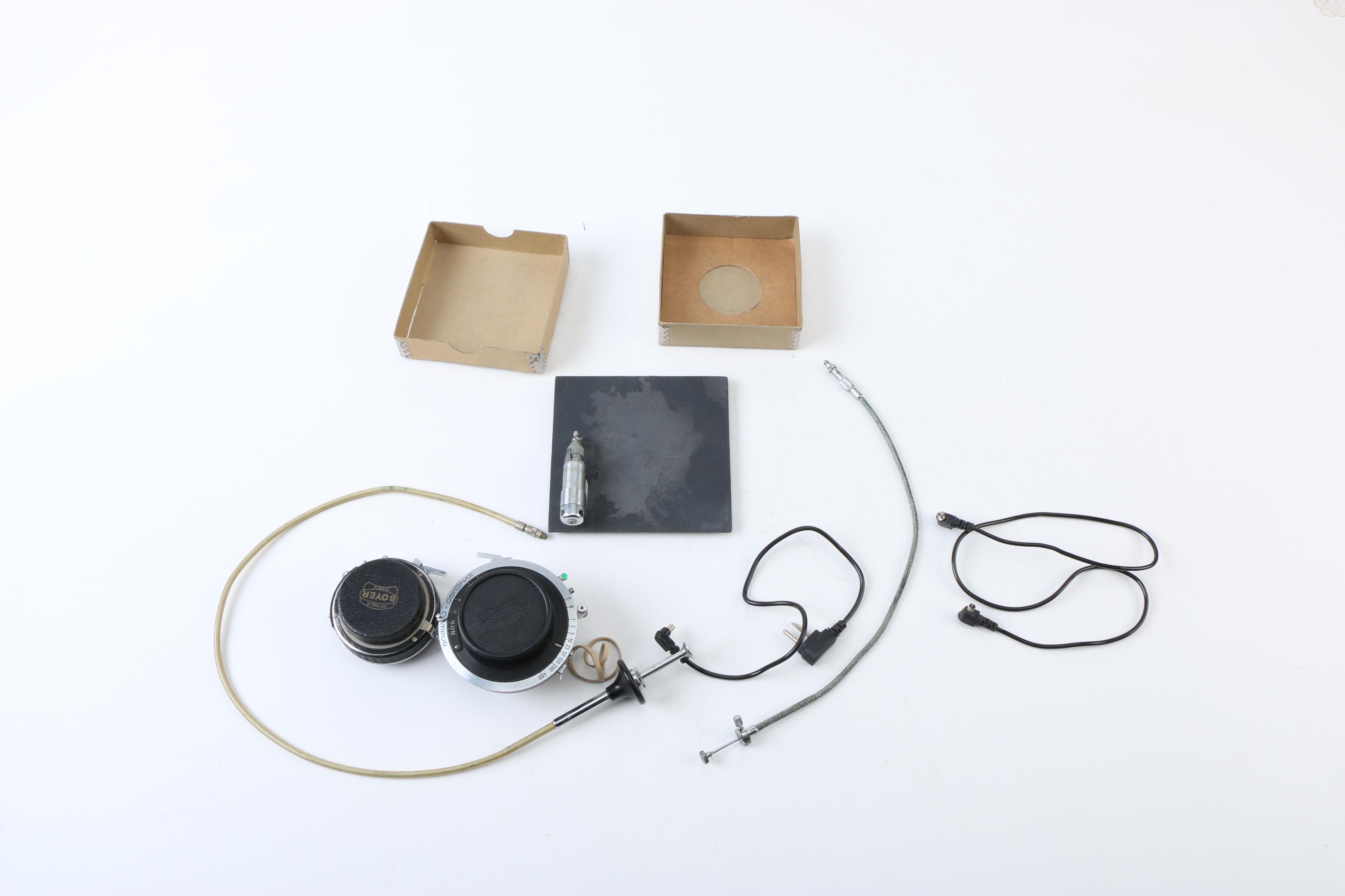 Boyer Paris Large format Camera lenses with Cords and Mounting