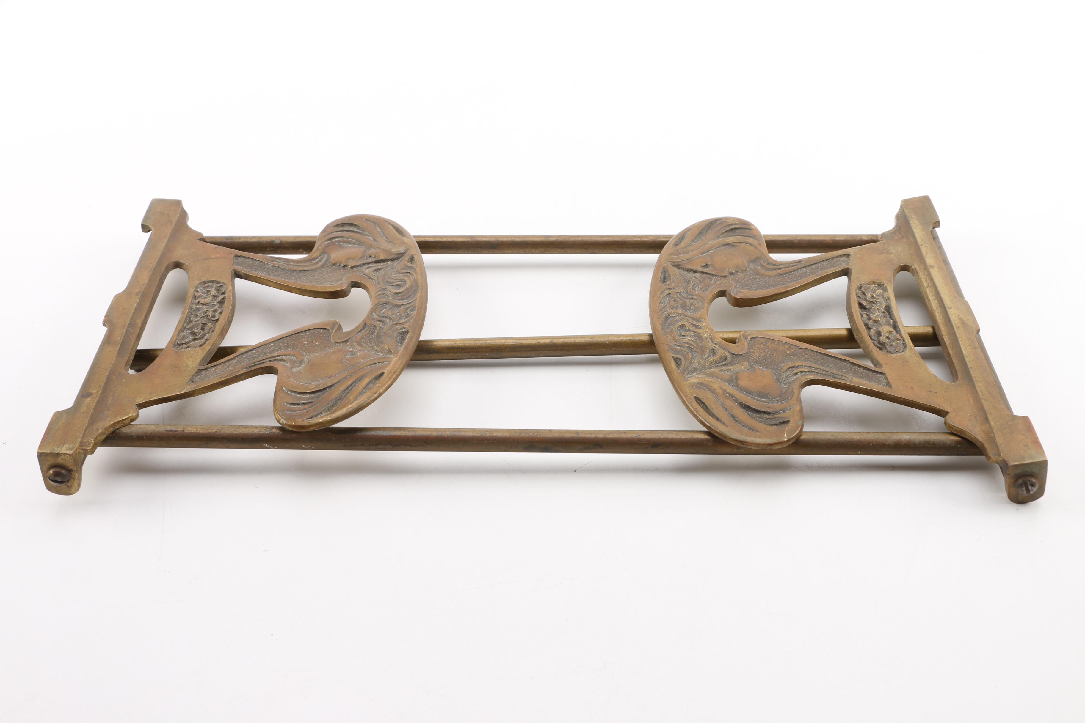 Art Nouveau Style Brass Book Rack