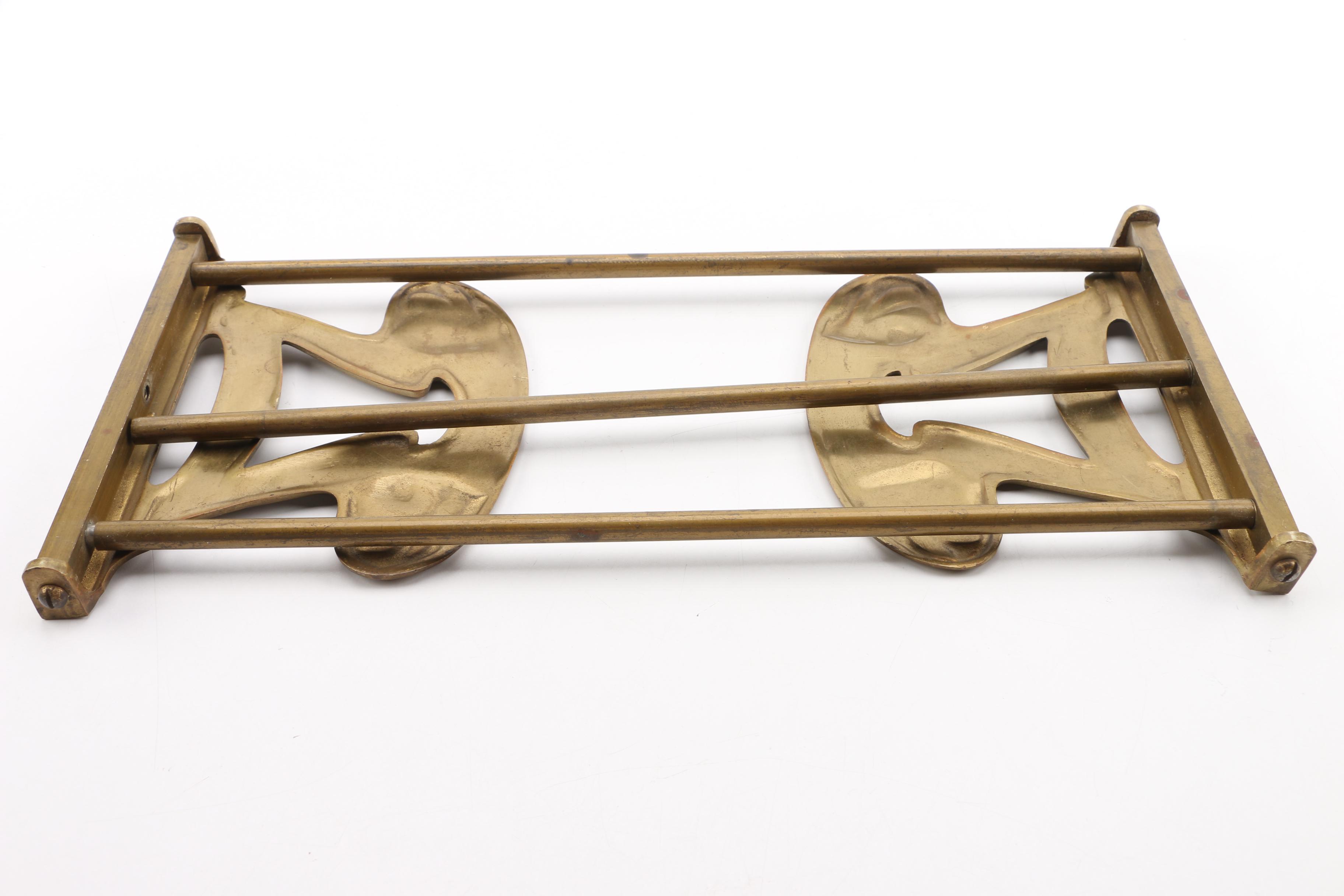 Art Nouveau Style Brass Book Rack