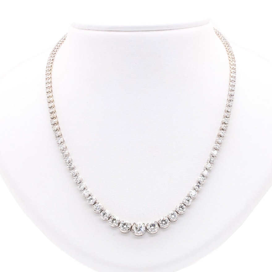 14K White Gold 10.78 CTW Diamond Necklace