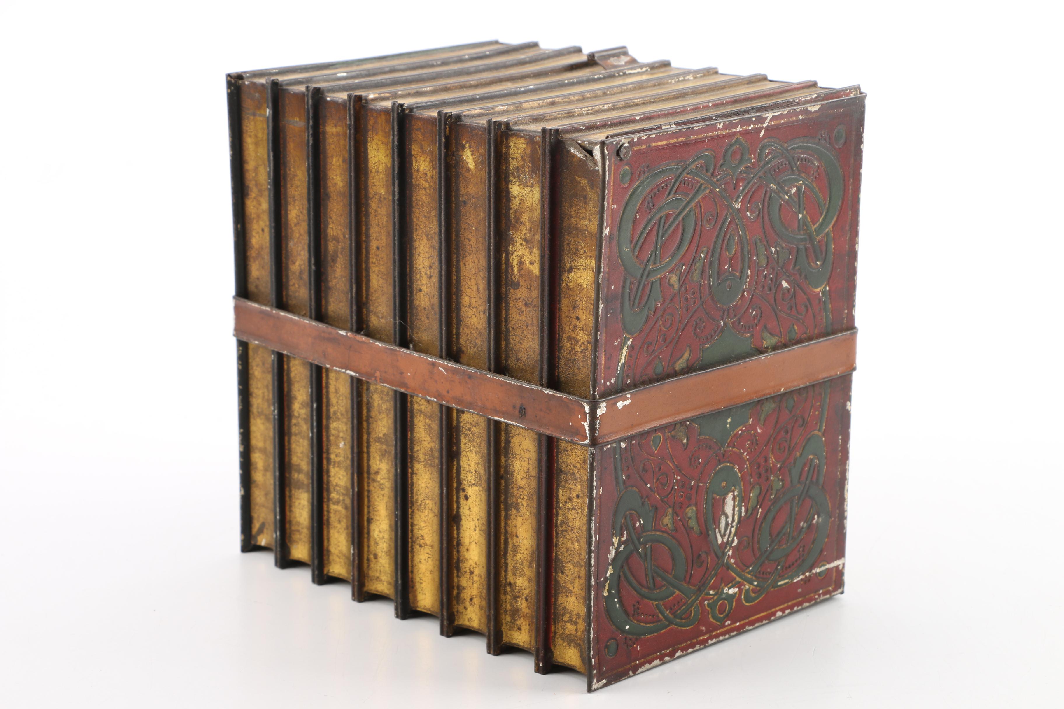 Vintage Toleware "Bound Books" Cigar Box