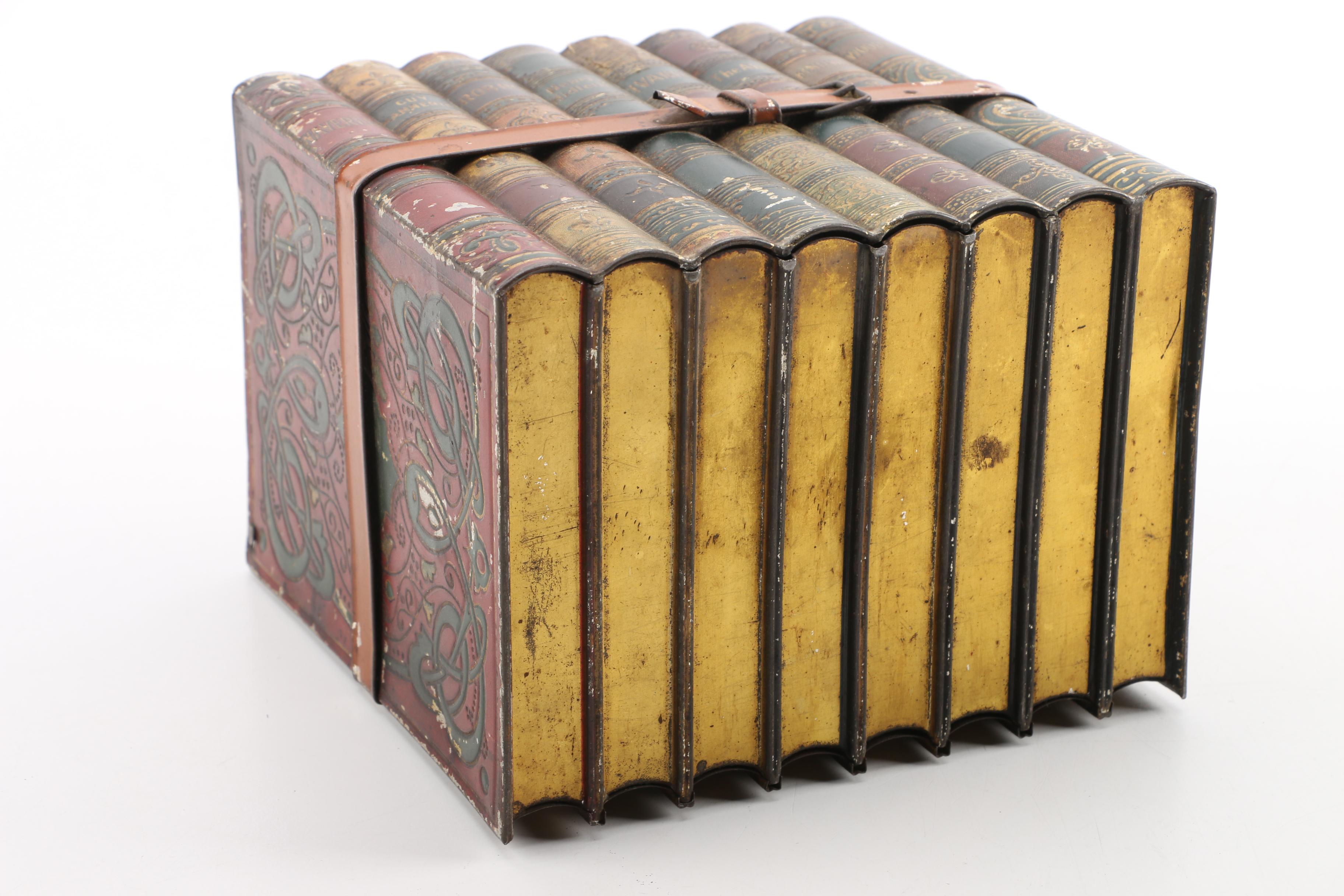 Vintage Toleware "Bound Books" Cigar Box