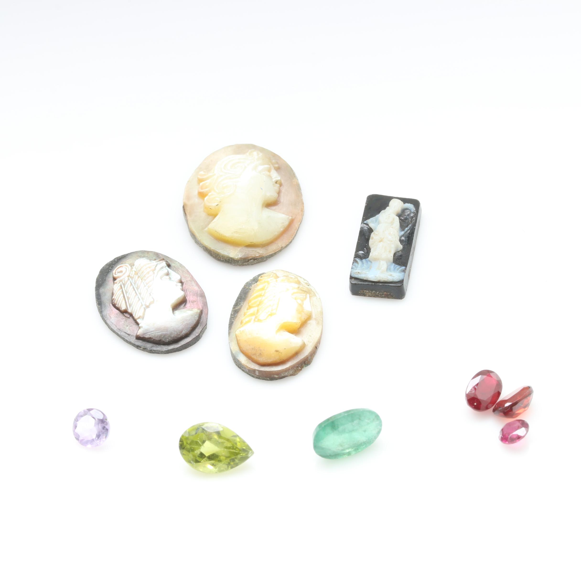 Loose Gemstones and Mother of Pearl Cameos