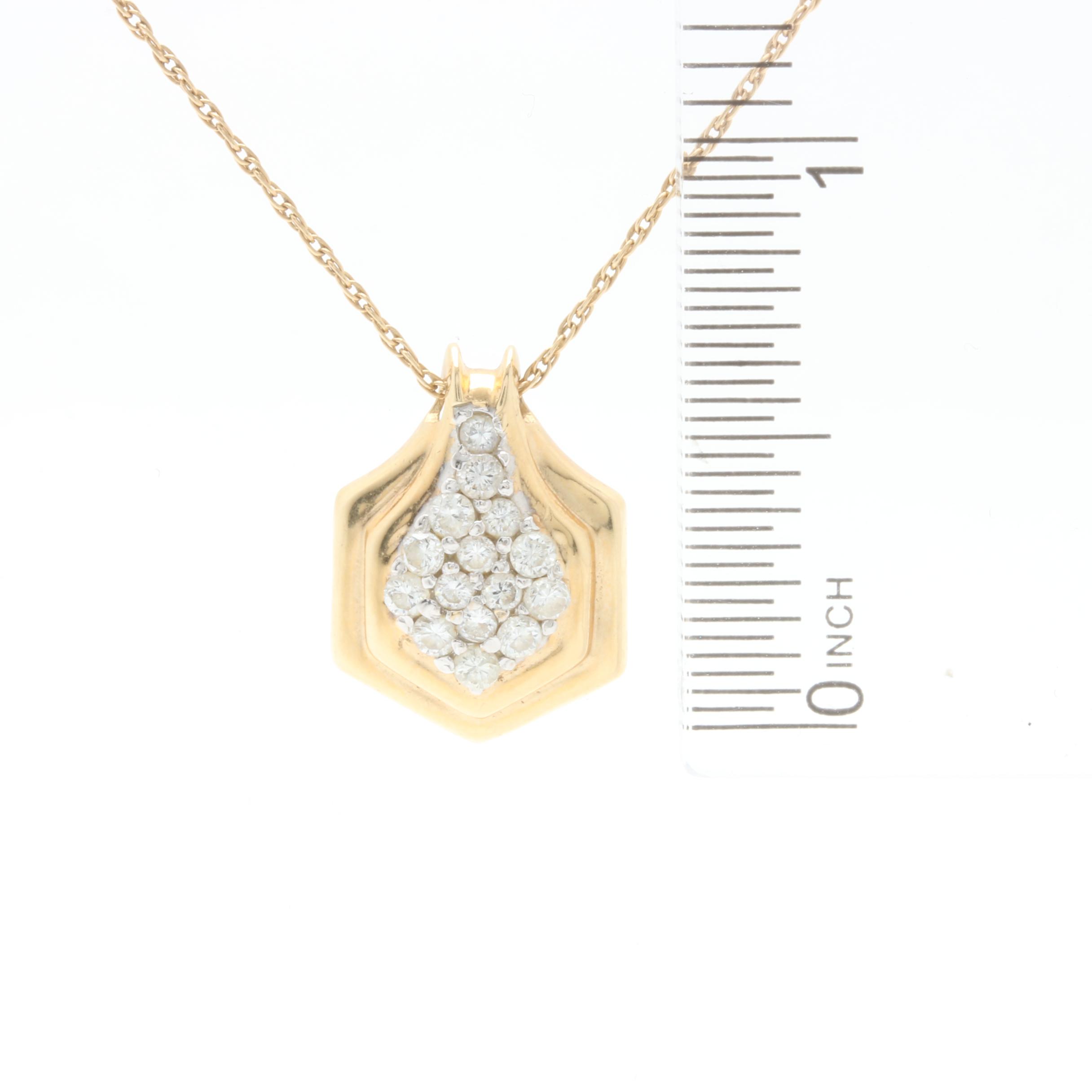 14K Yellow Gold Diamond Pendant Necklace