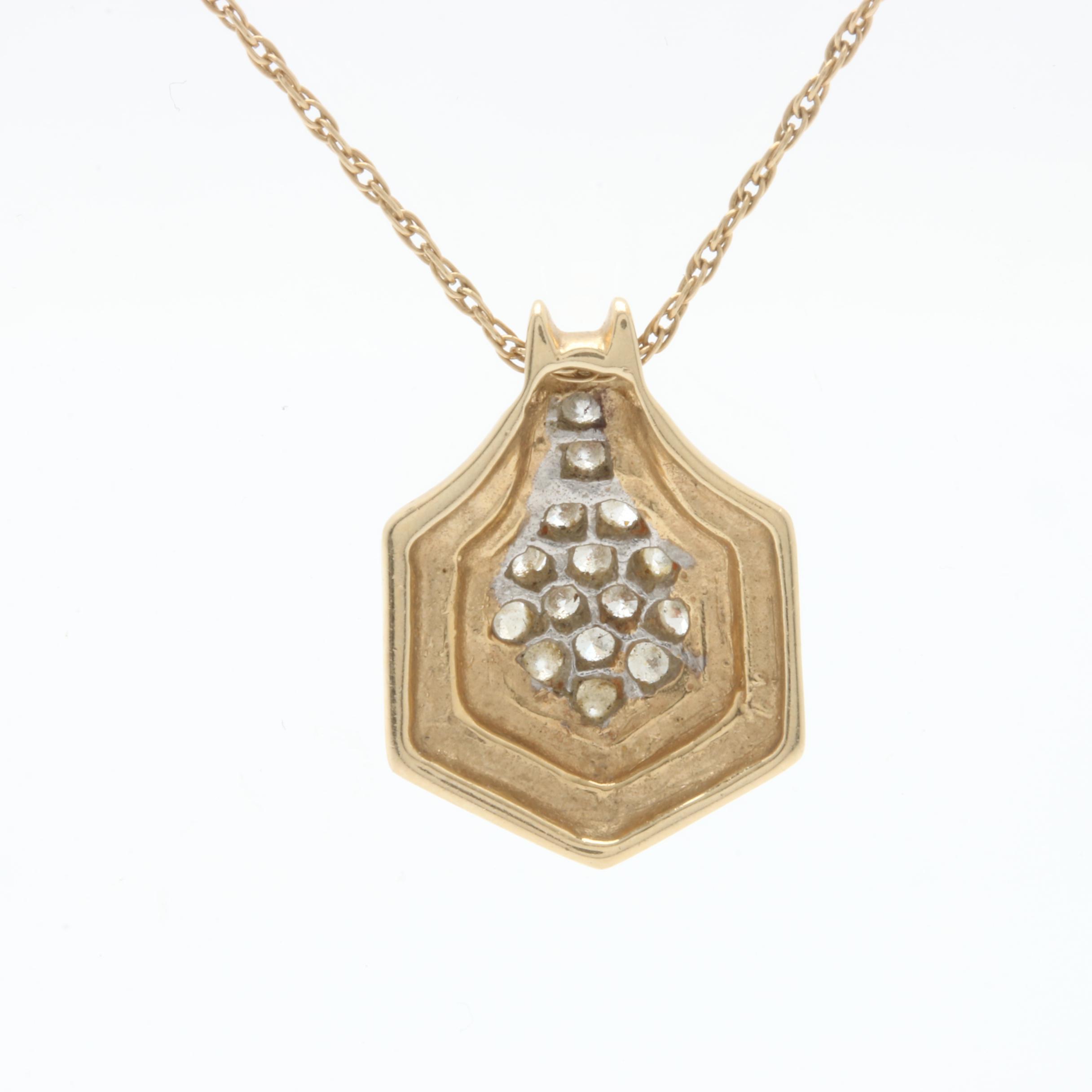 14K Yellow Gold Diamond Pendant Necklace