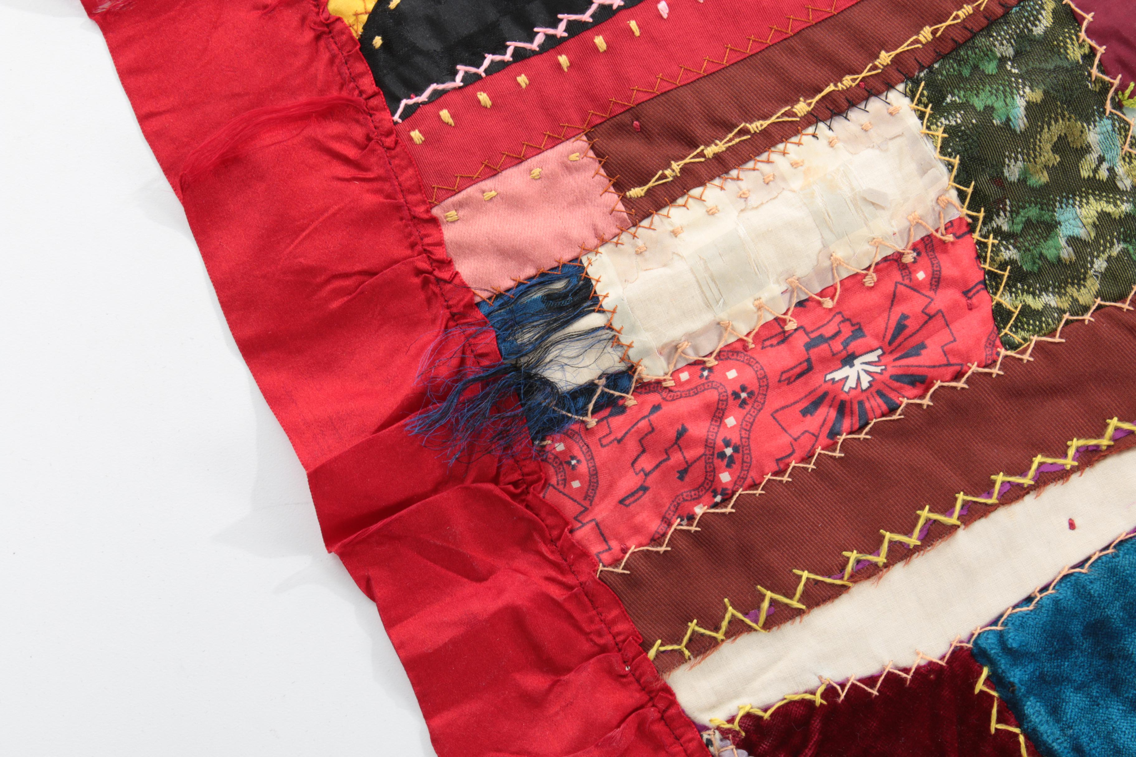 **Rework**Vintage Handcrafted "Crazy" Quilt