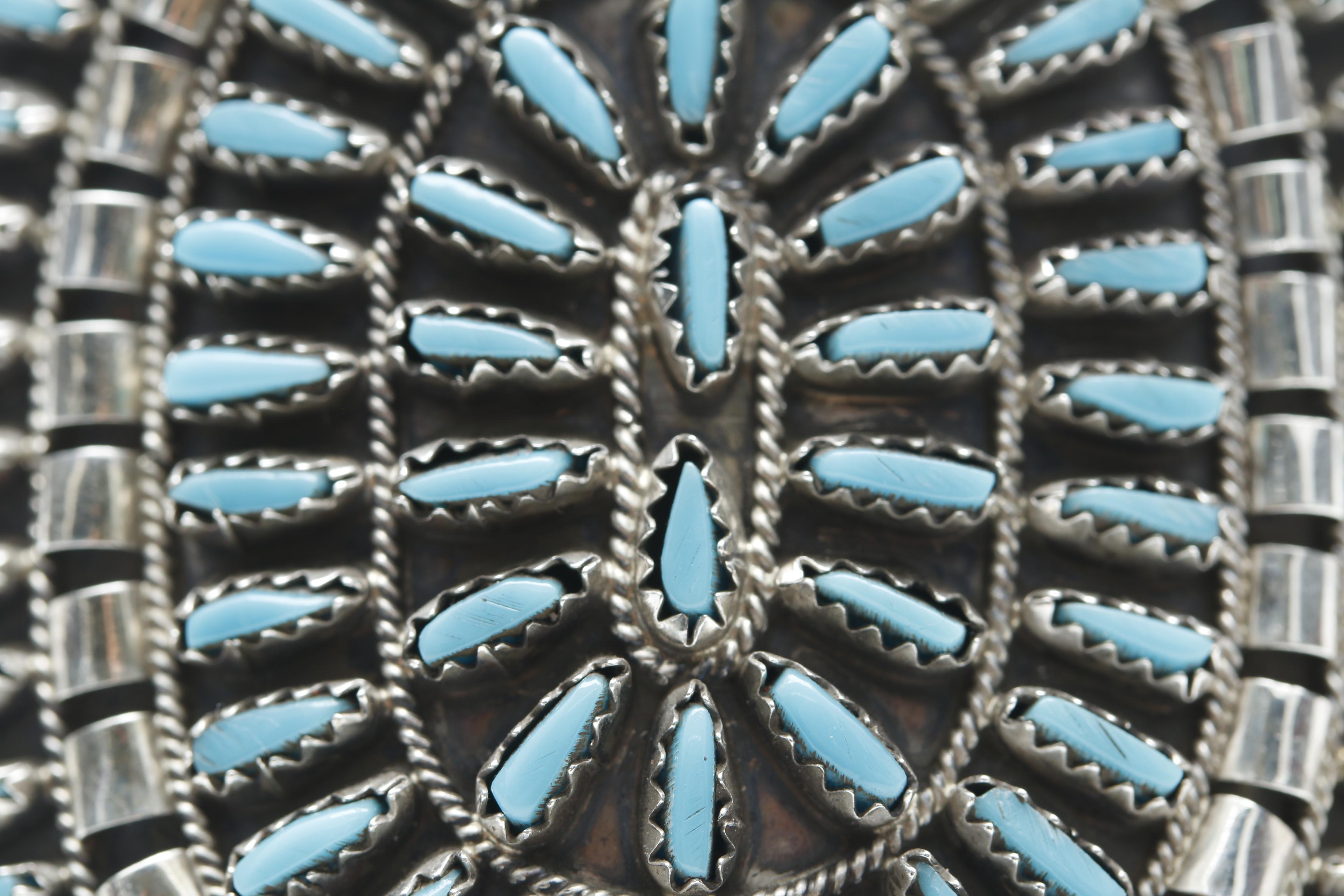 Violet Begay Navajo Diné Sterling Silver Turquoise Needle Point Cuff Bracelet