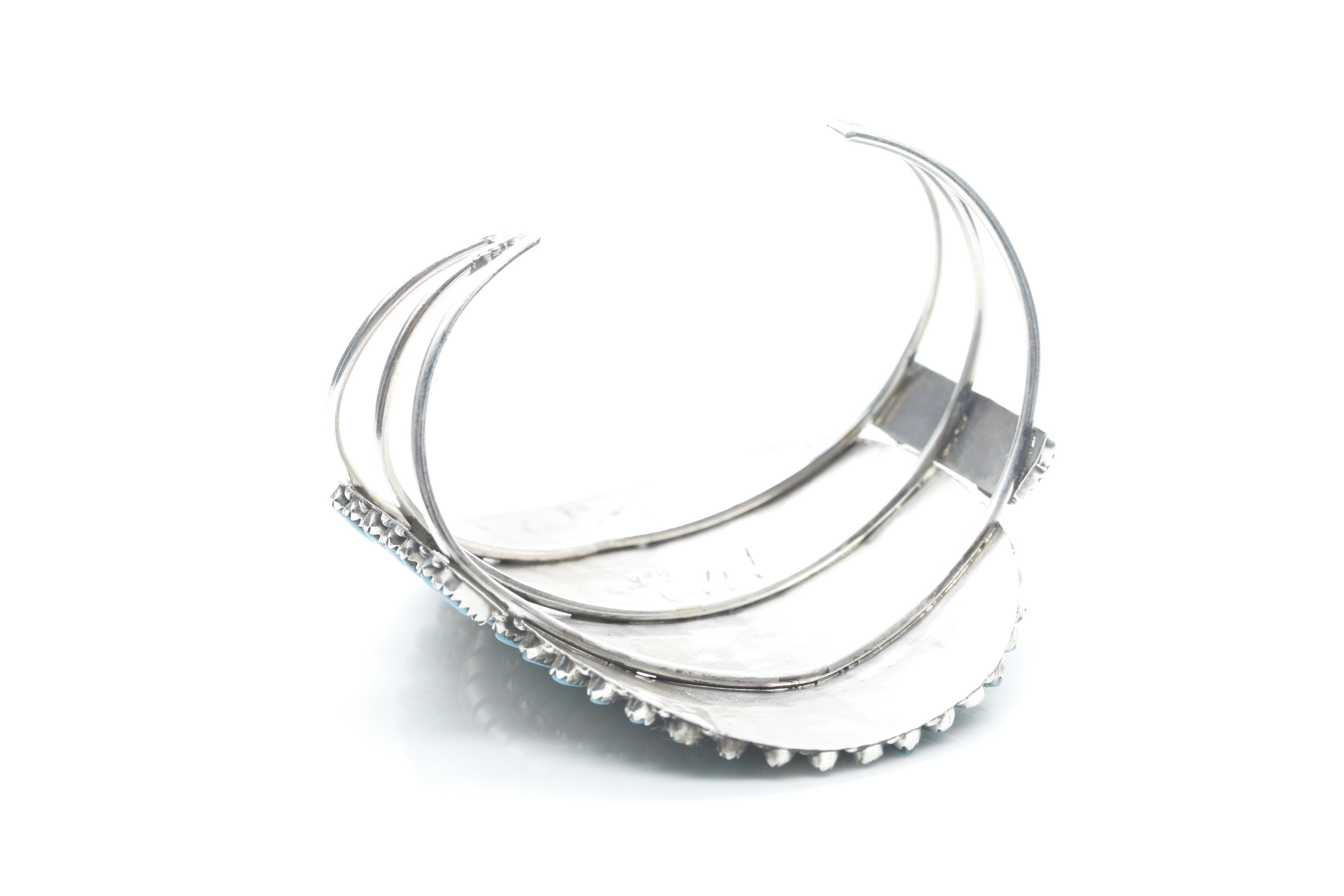 Violet Begay Navajo Diné Sterling Silver Turquoise Needle Point Cuff Bracelet