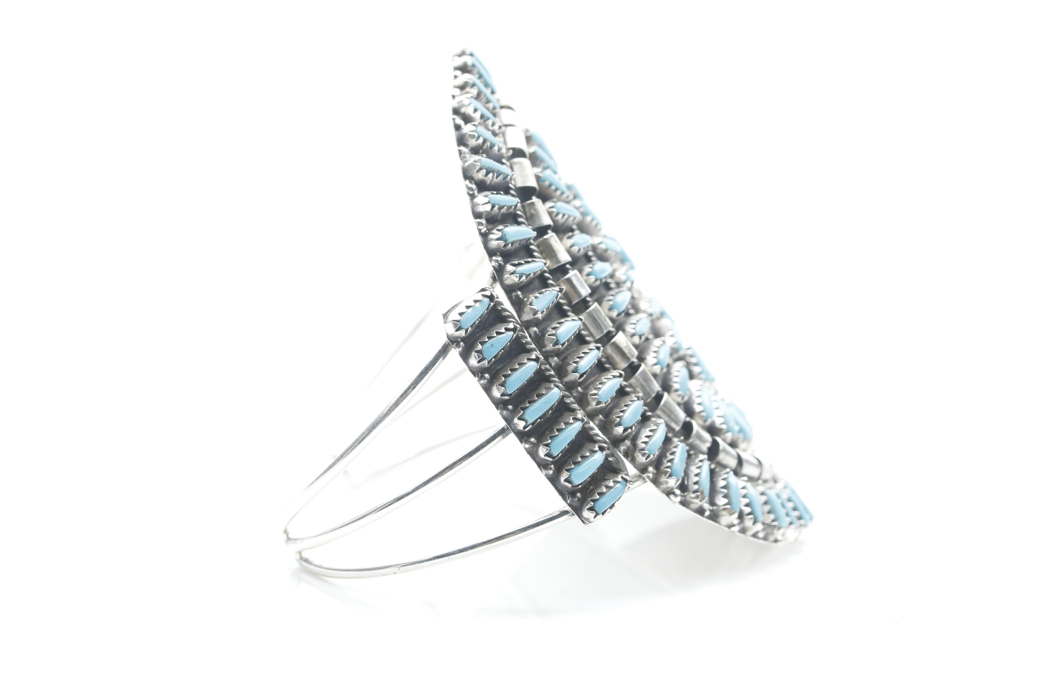 Violet Begay Navajo Diné Sterling Silver Turquoise Needle Point Cuff Bracelet