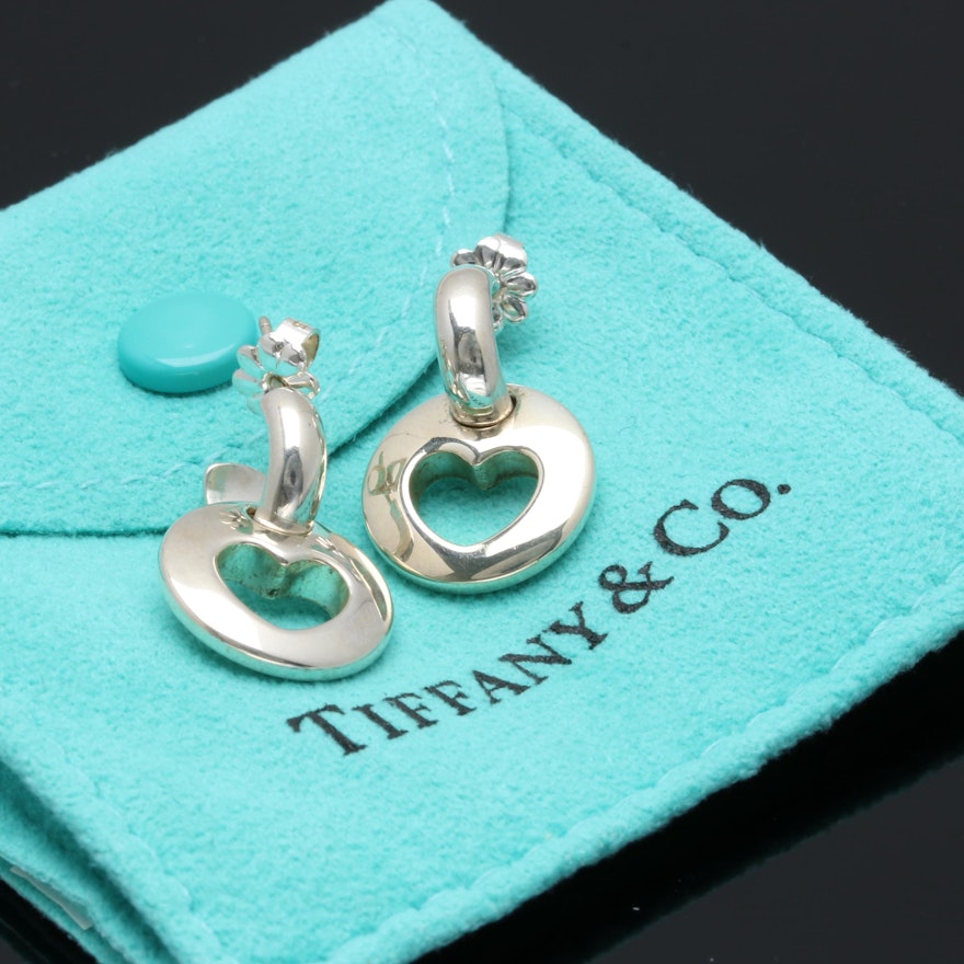 Tiffany & Co. Sterling Silver Heart Hoop Earrings