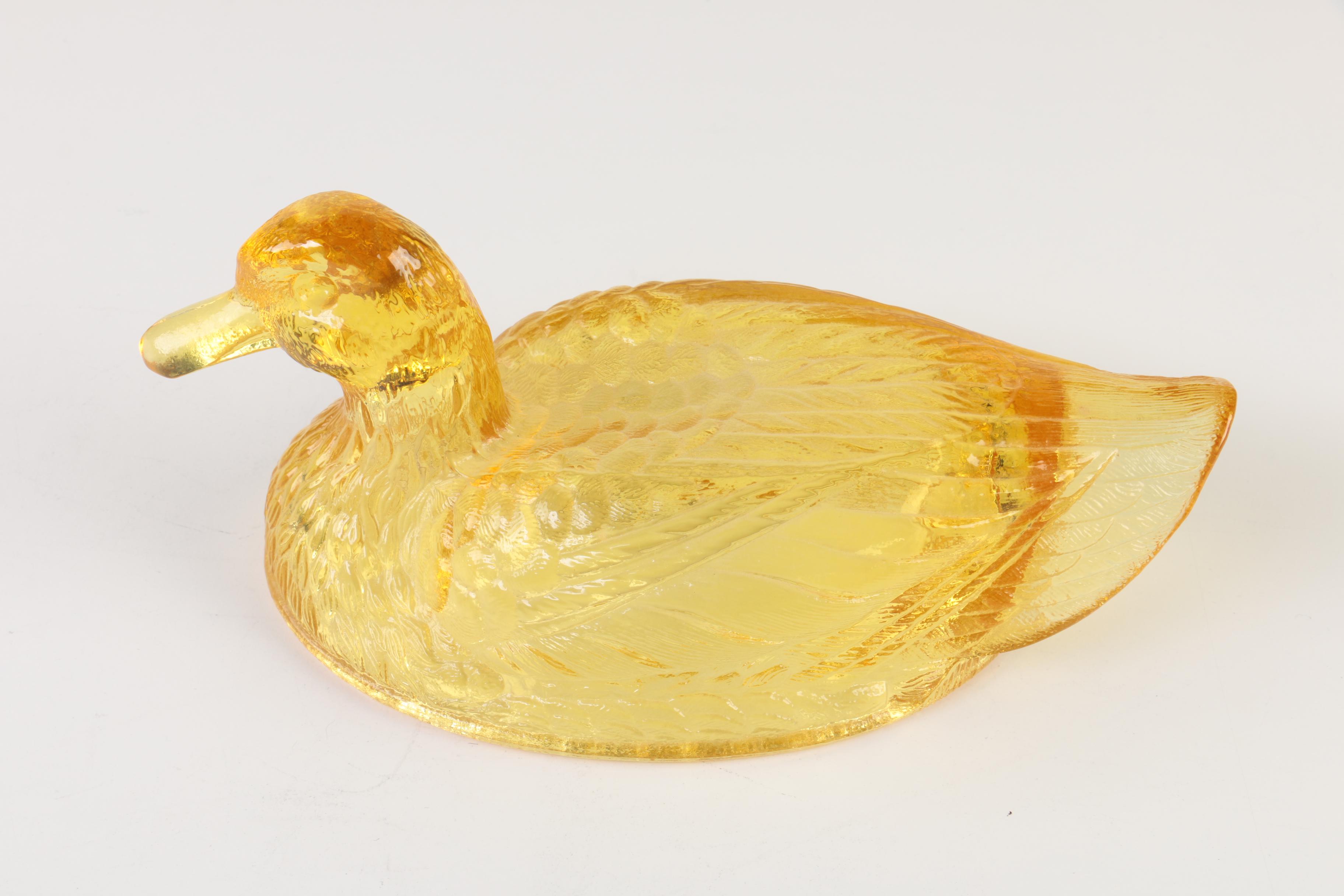 Vintage Glass Duck Serving Dish