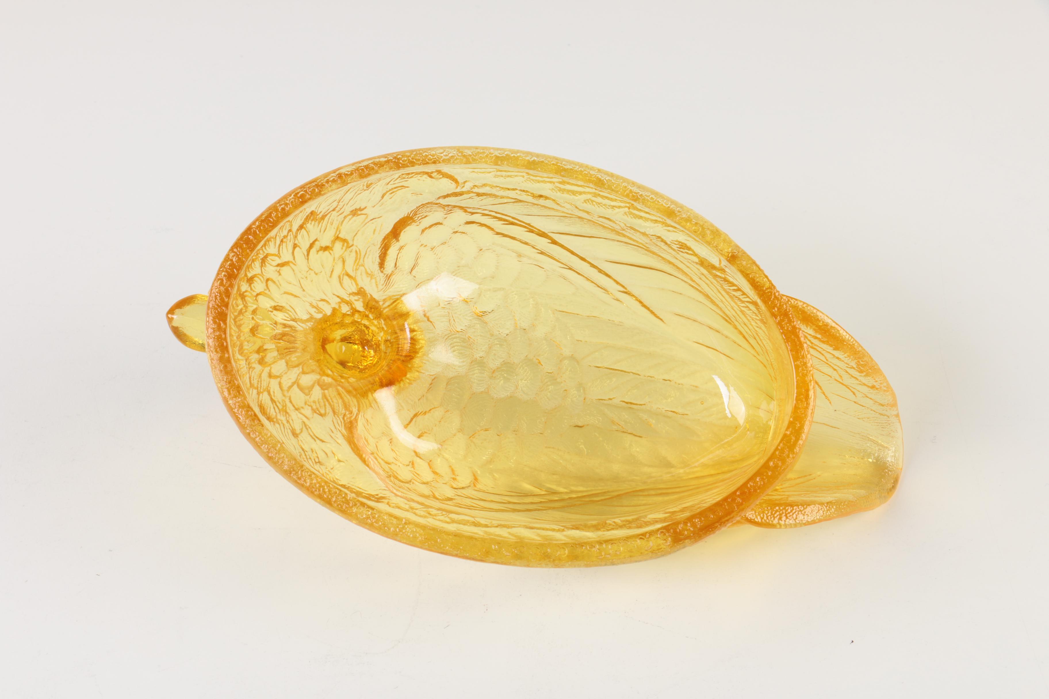 Vintage Glass Duck Serving Dish