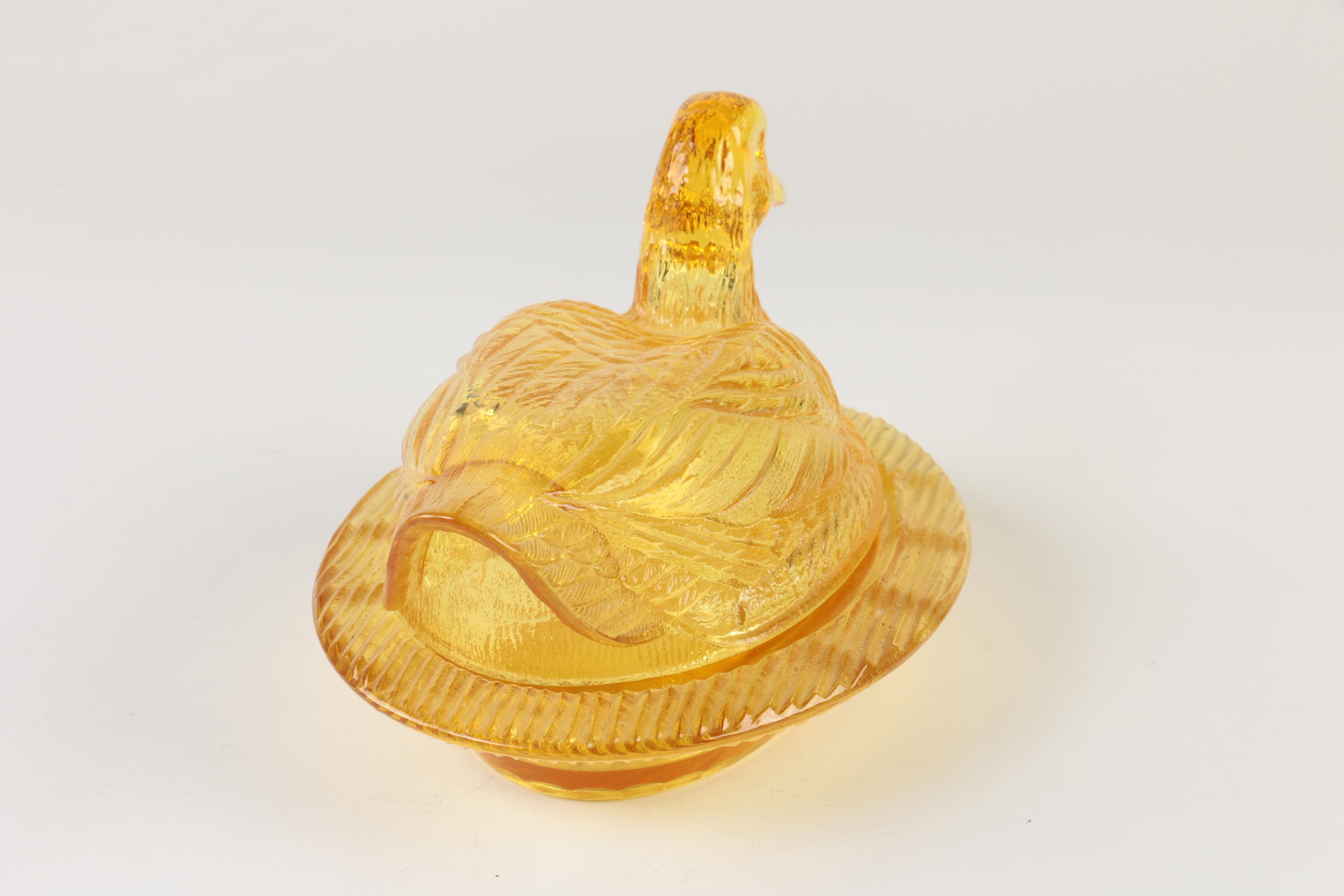 Vintage Glass Duck Serving Dish