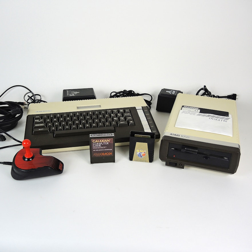 Vintage Atari 800XL and Atari 1050 Computer Console