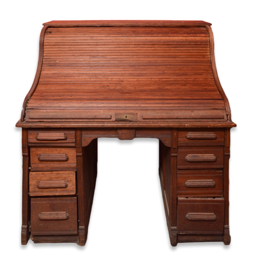 Antique Oak Roll-Top Desk