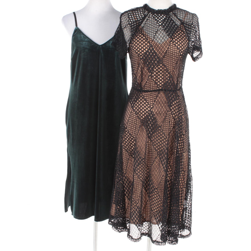 Sanctuary Velveteen Dress and Goldie Black Overlay Dress