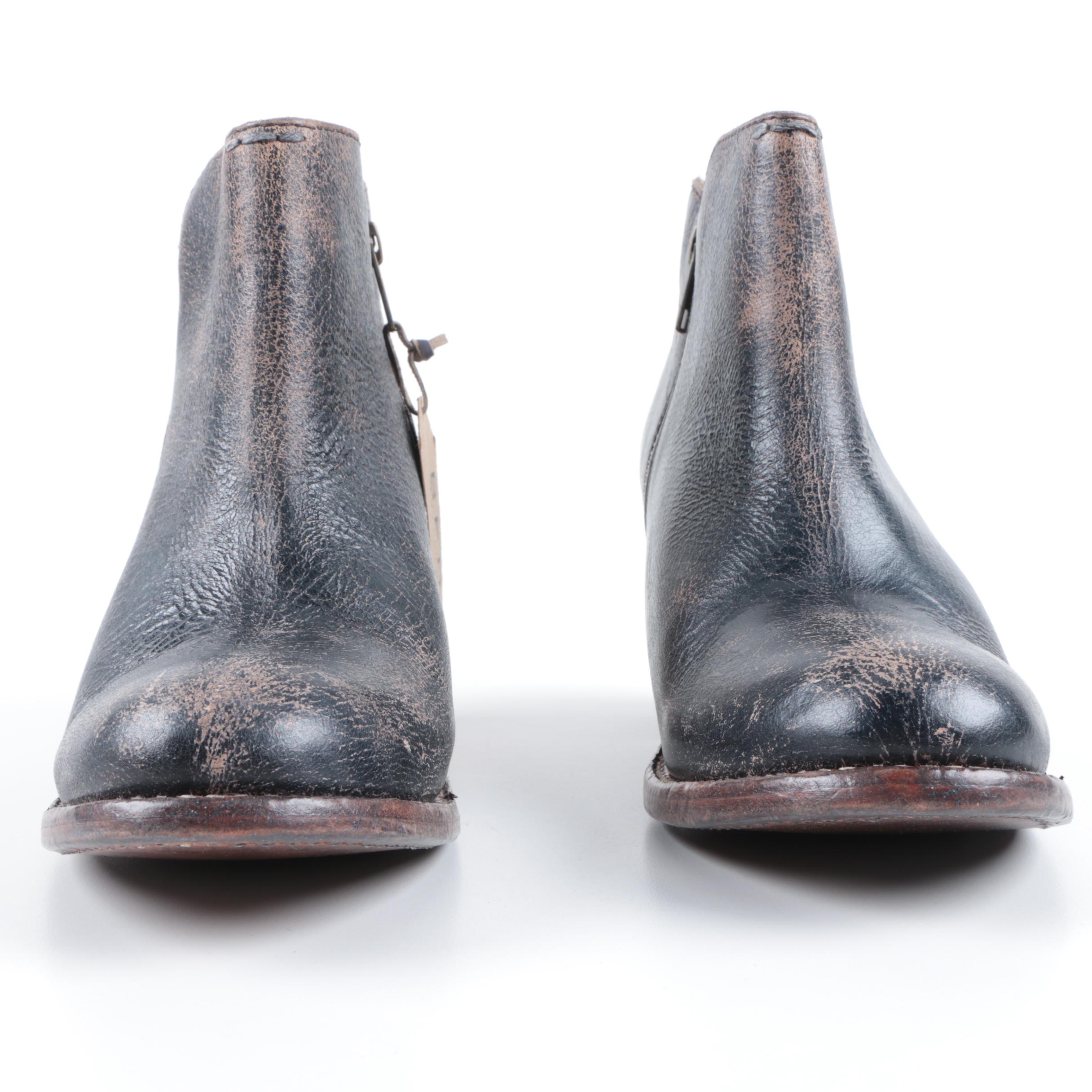 Bed Stu Yell Cobbler Series Black Leather Booties