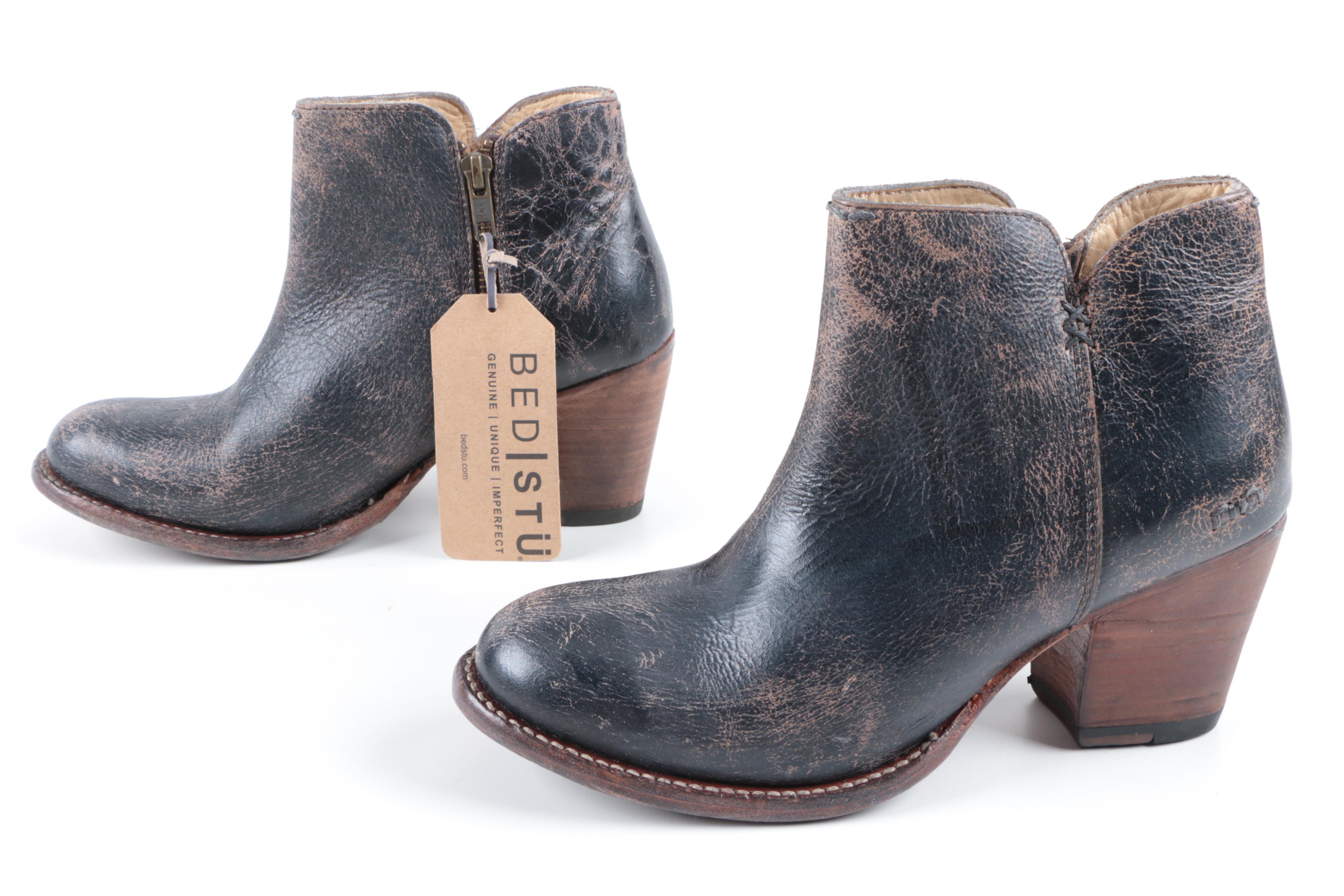 Bed Stu Yell Cobbler Series Black Leather Booties