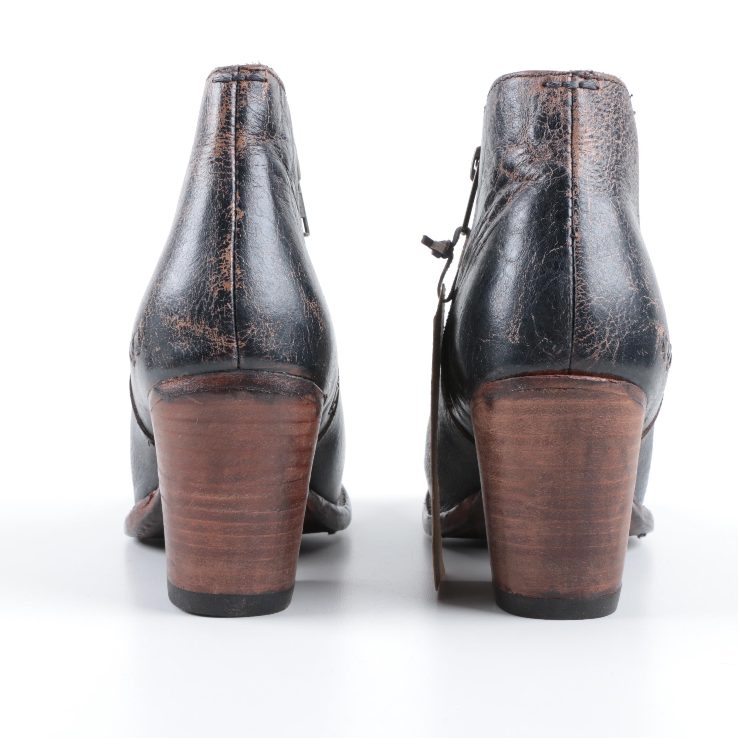 Bed Stu Yell Cobbler Series Black Leather Booties