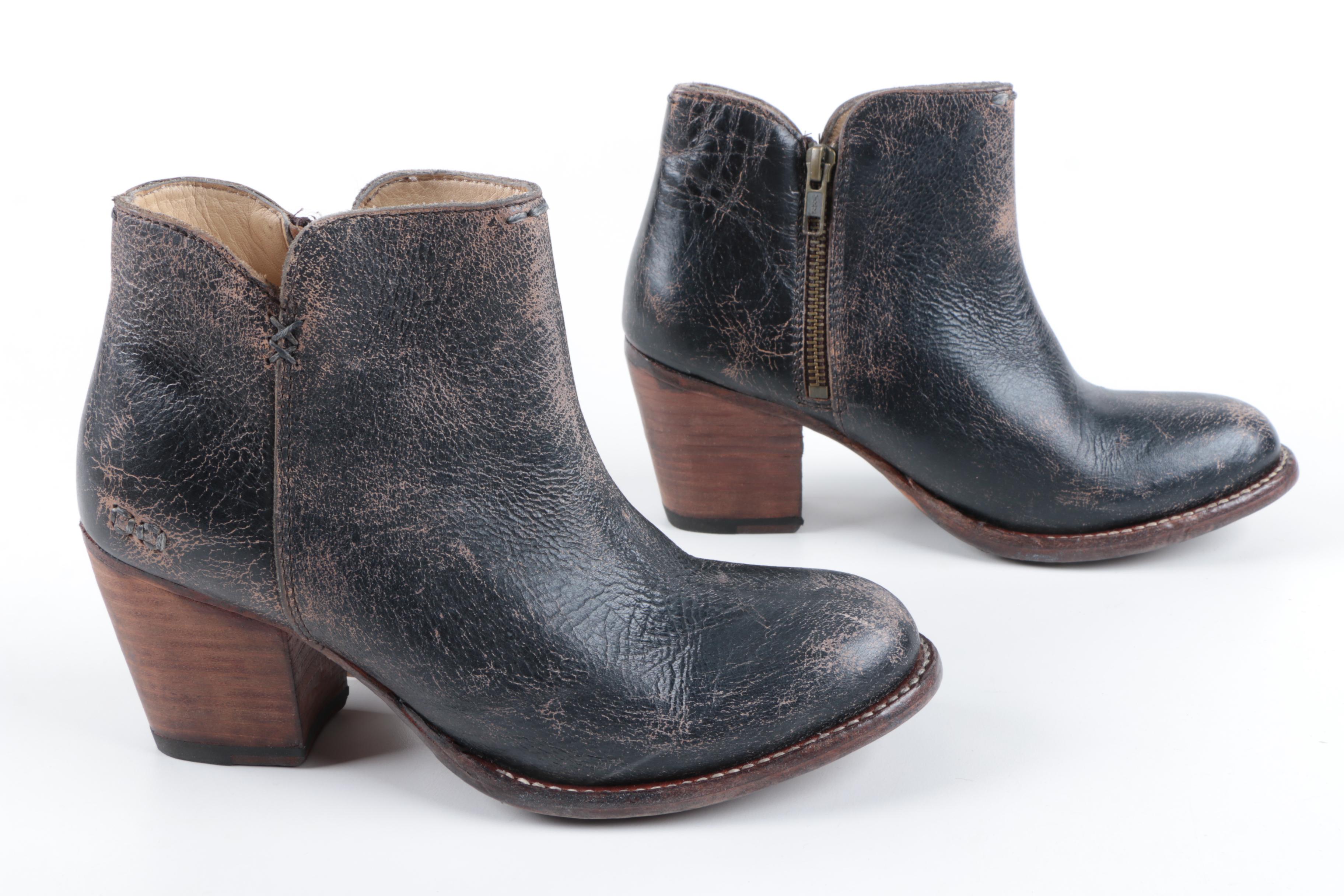 Bed Stu Yell Cobbler Series Black Leather Booties