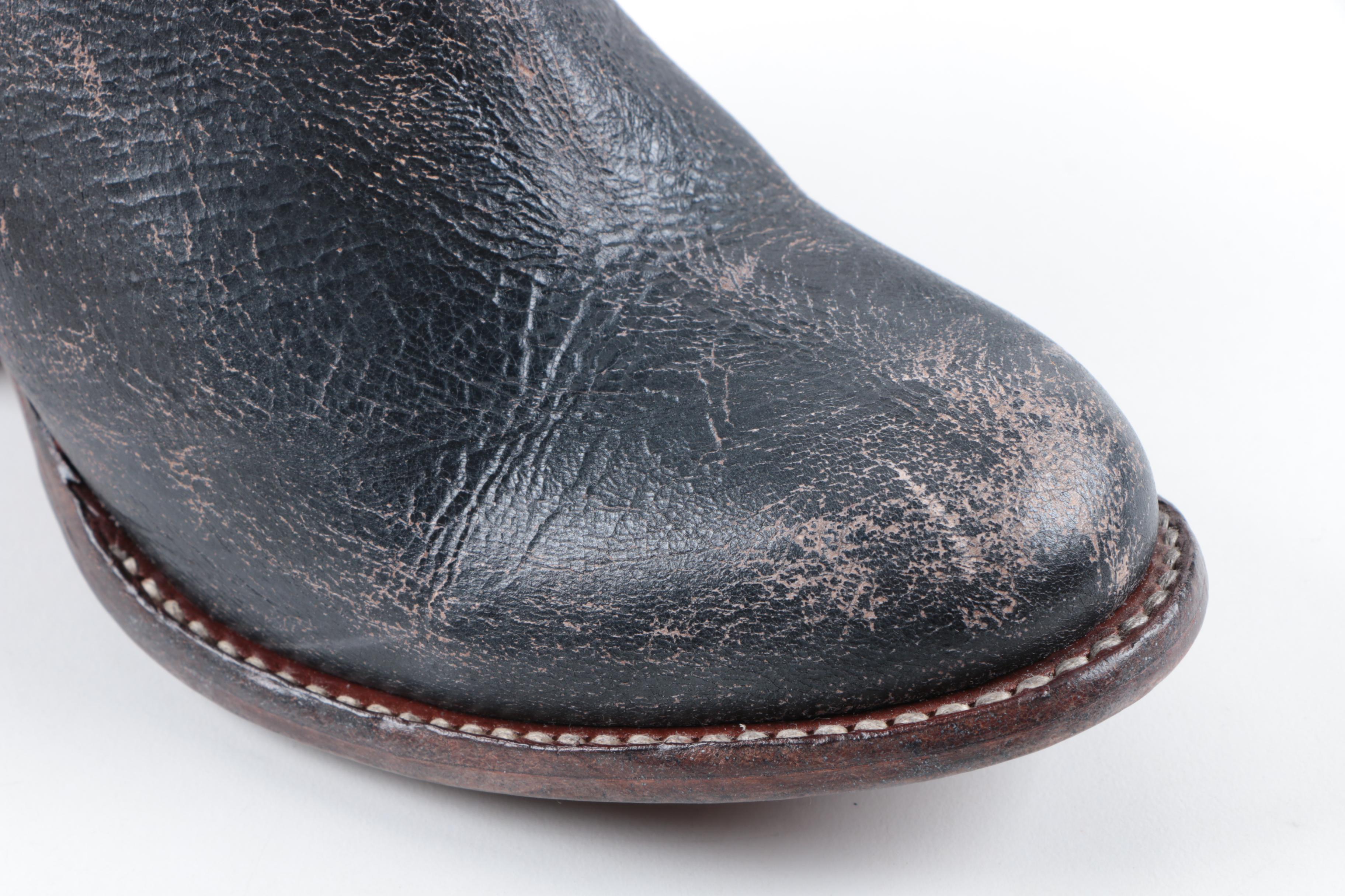 Bed Stu Yell Cobbler Series Black Leather Booties