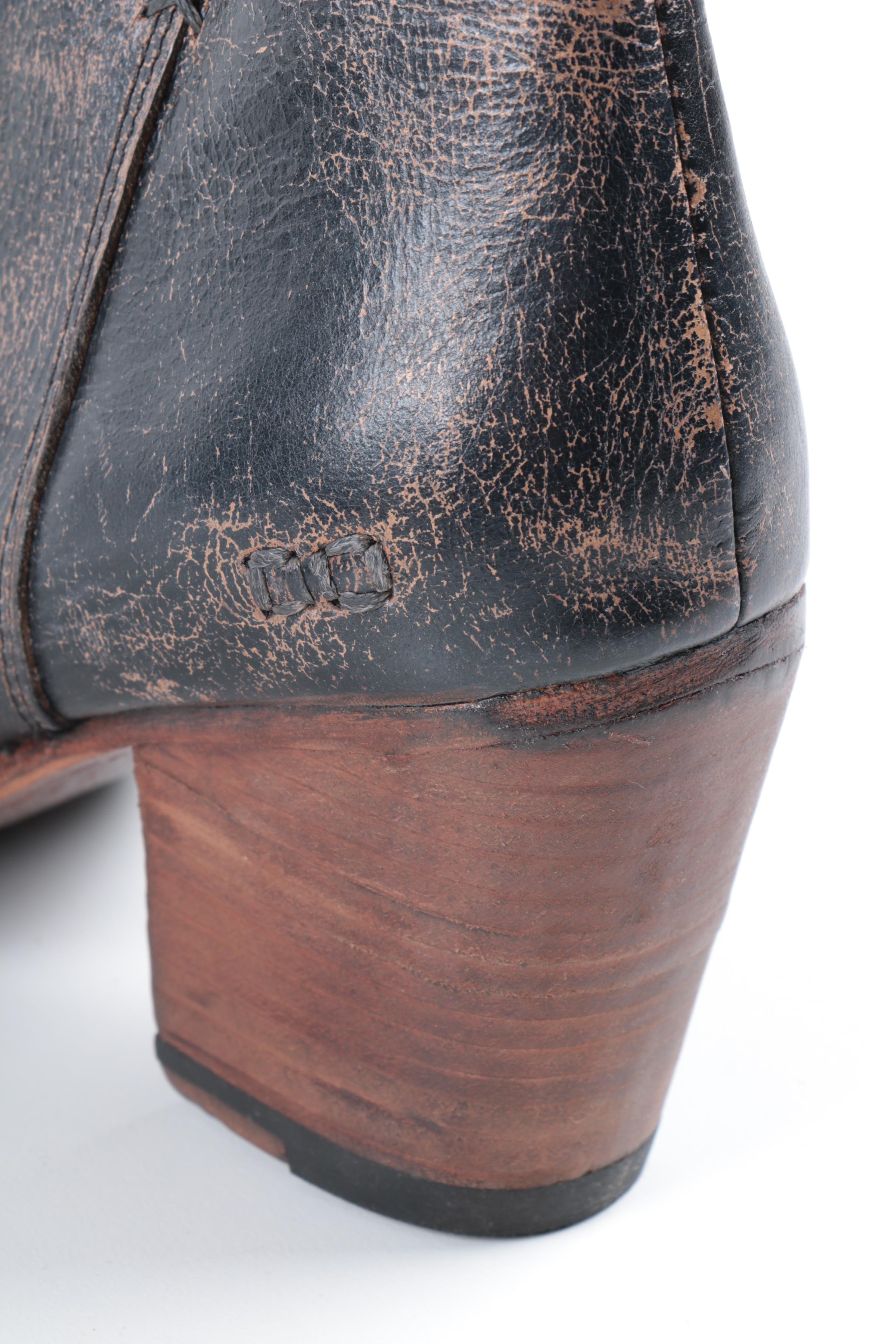 Bed Stu Yell Cobbler Series Black Leather Booties