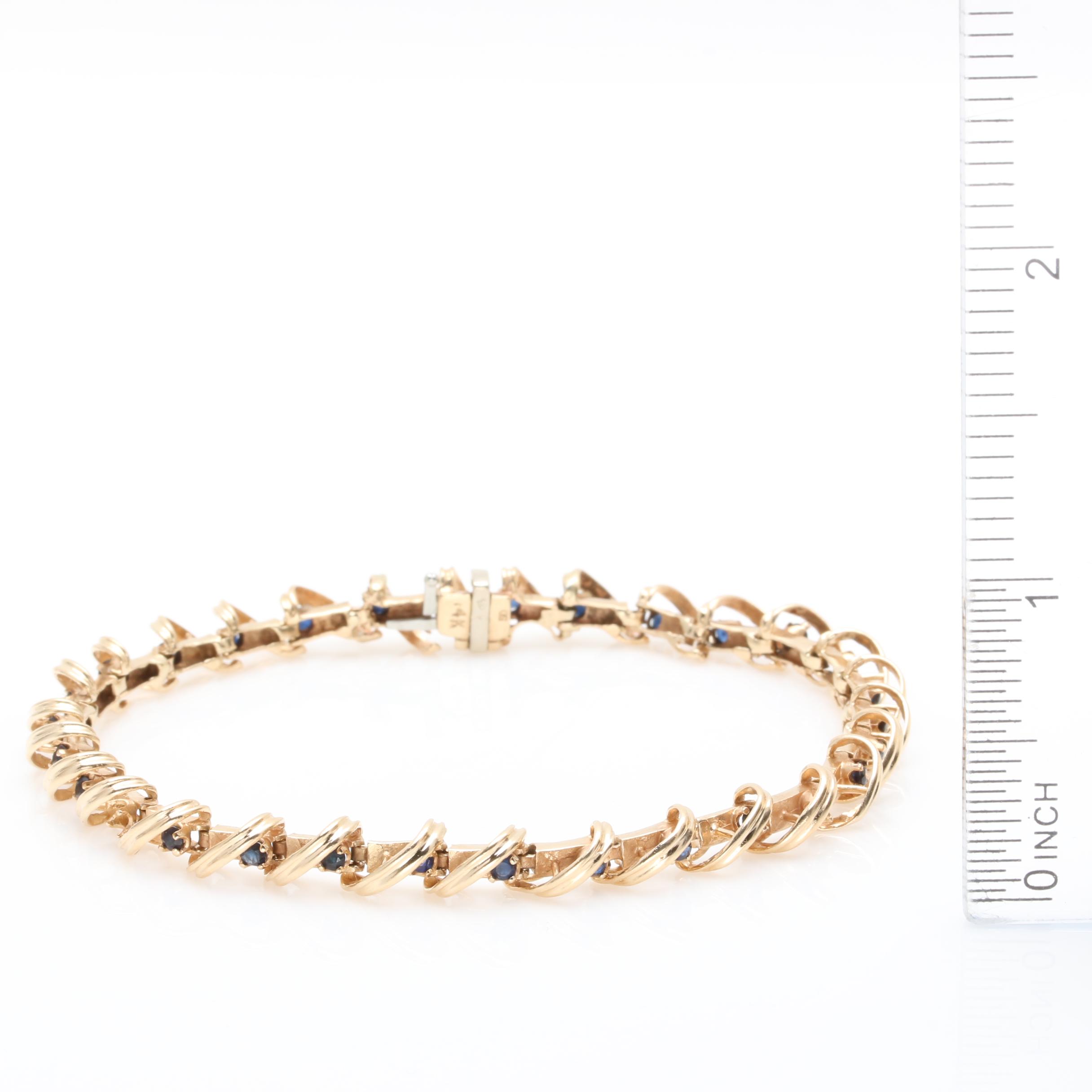 14K Yellow Gold Sapphire Bracelet