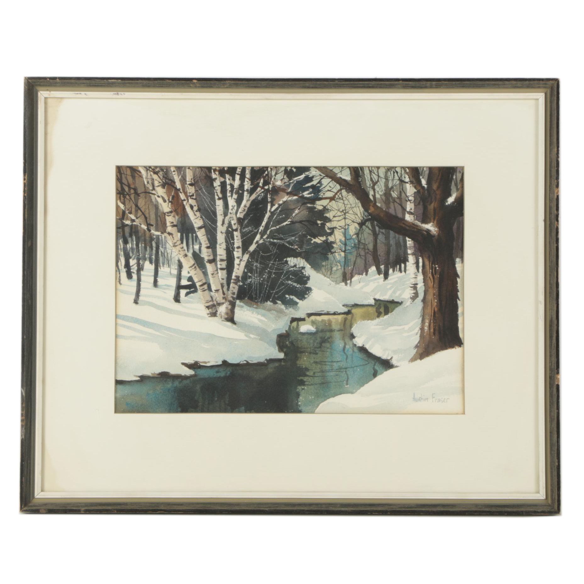 Austin Fraser Watercolor Landscape Painting on Paper