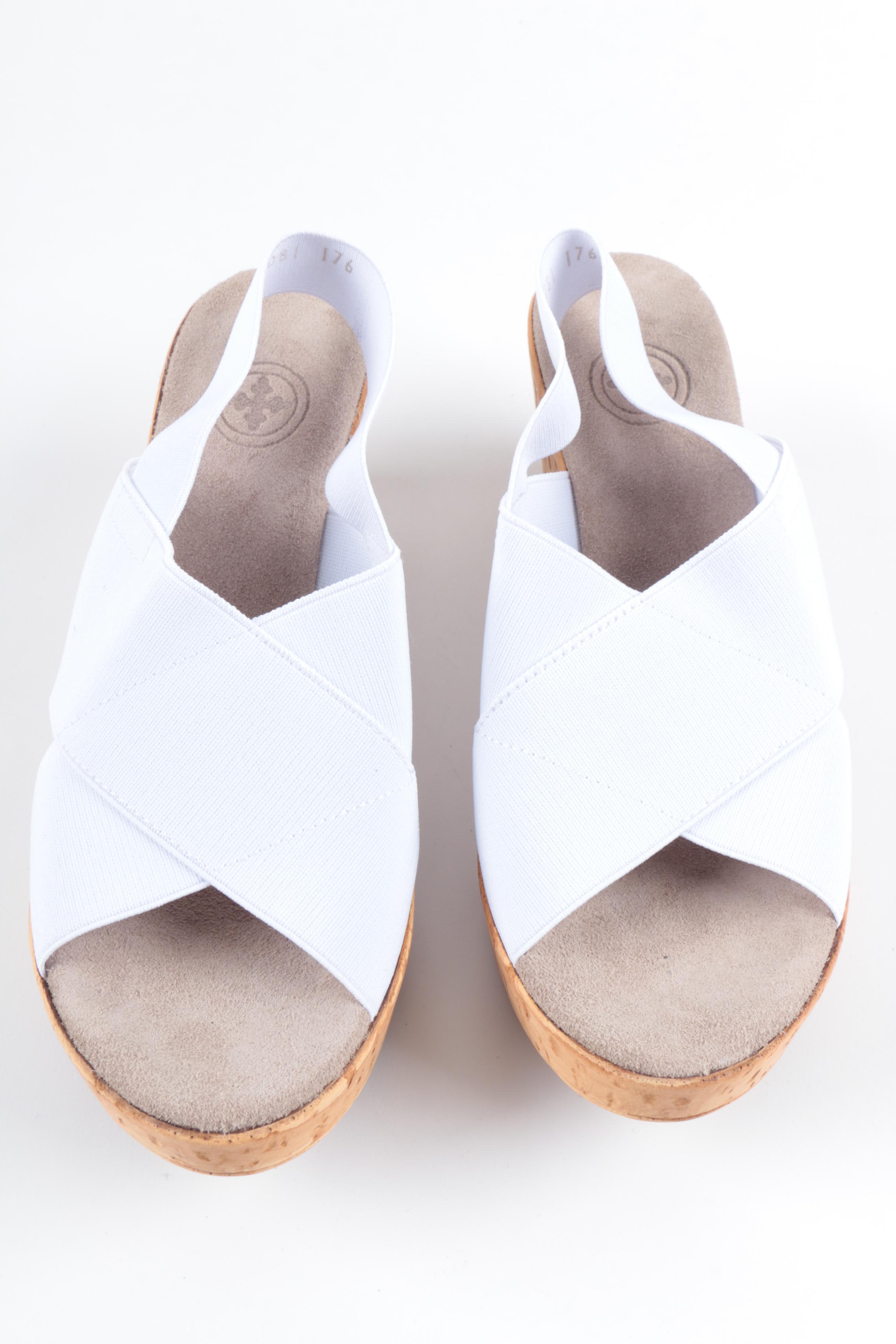Charleston Shoe Co. White Cork Wedge Sandals