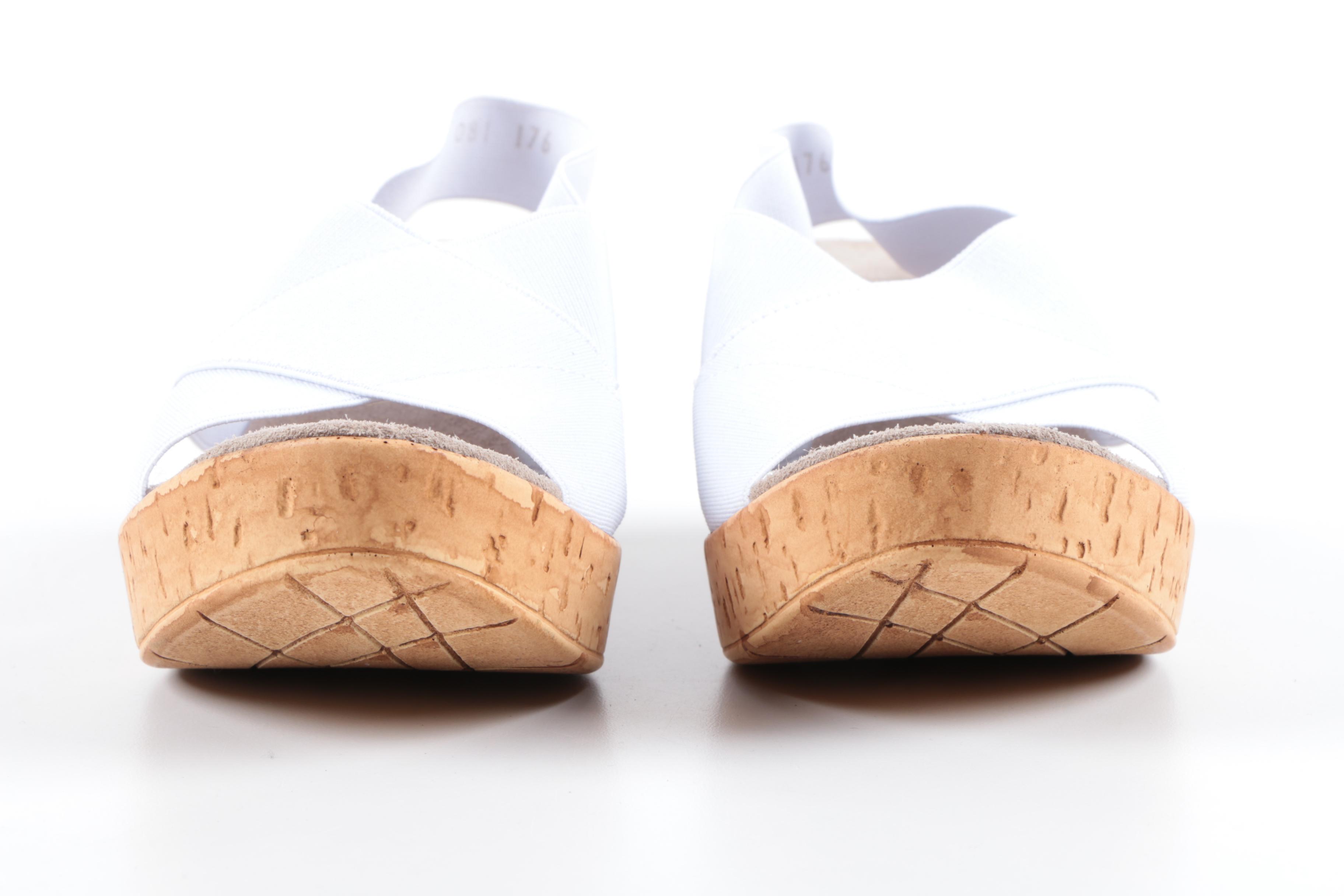 Charleston Shoe Co. White Cork Wedge Sandals