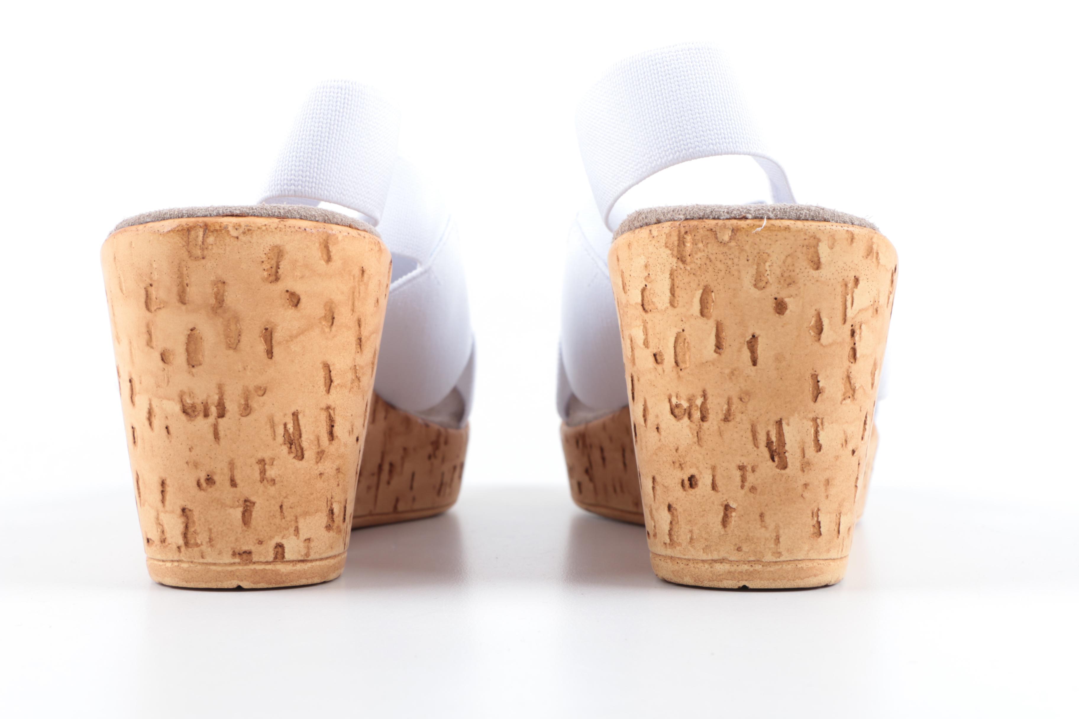 Charleston Shoe Co. White Cork Wedge Sandals