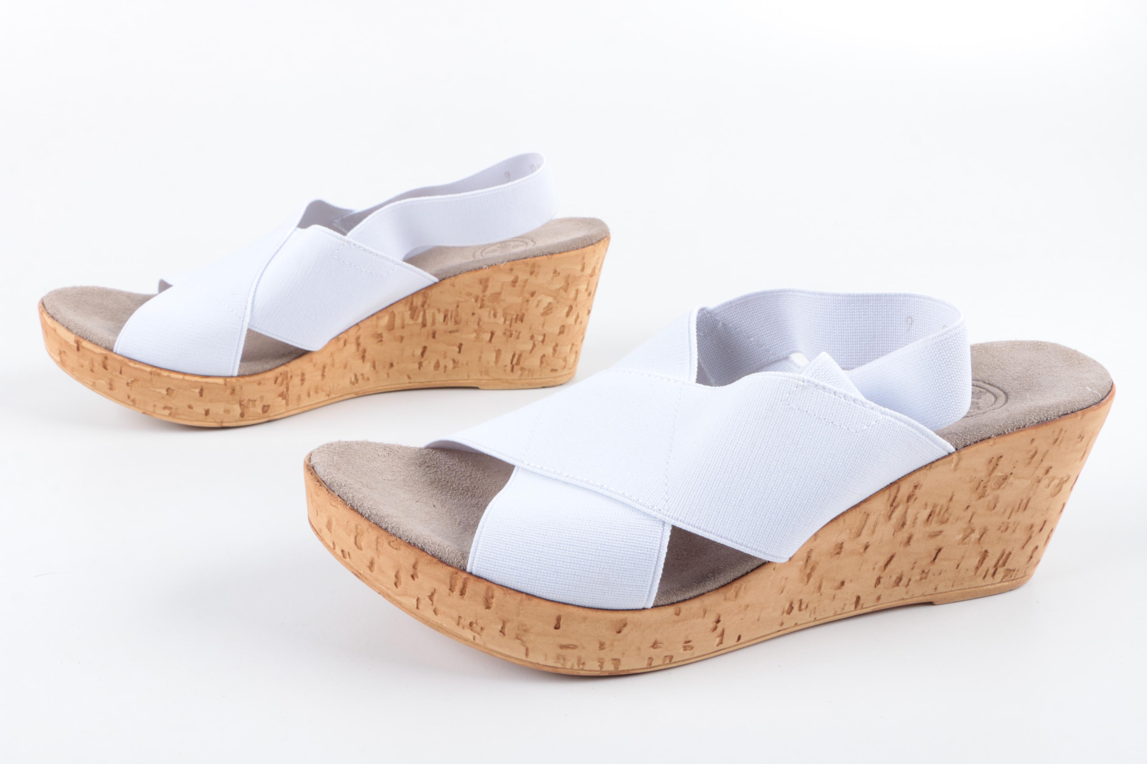 Charleston Shoe Co. White Cork Wedge Sandals