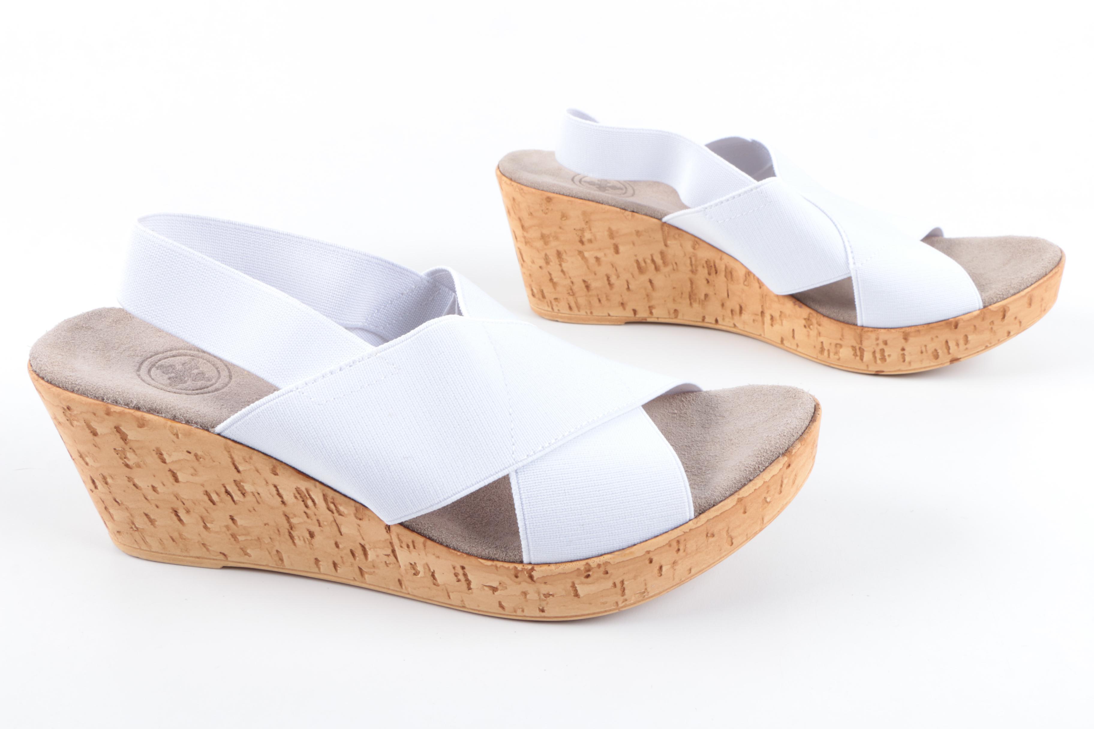 Charleston Shoe Co. White Cork Wedge Sandals