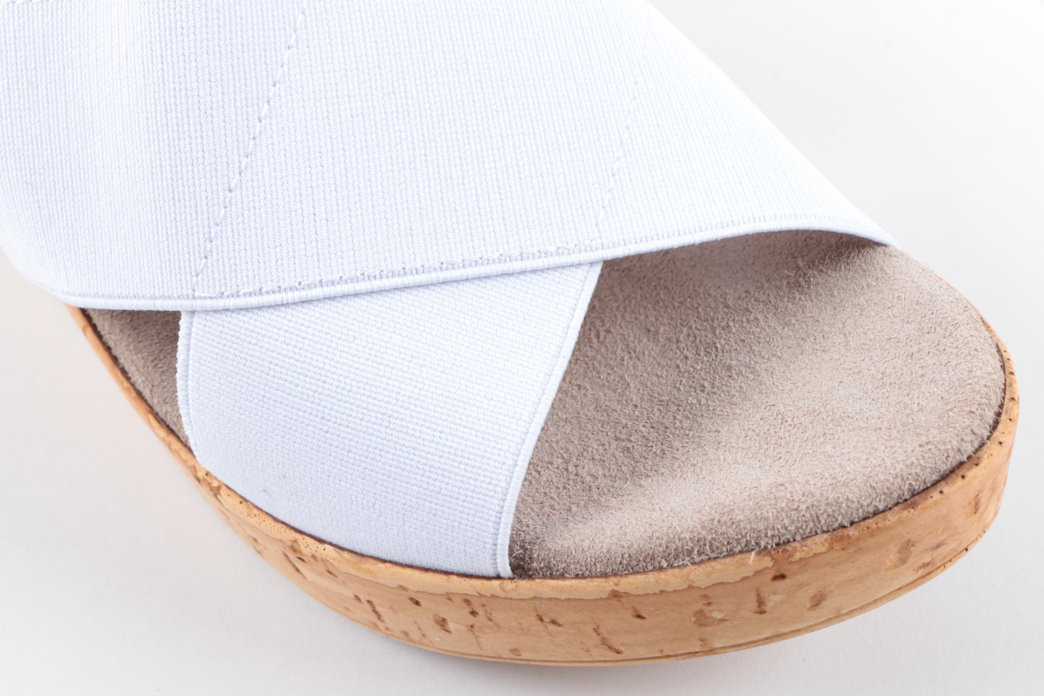 Charleston Shoe Co. White Cork Wedge Sandals