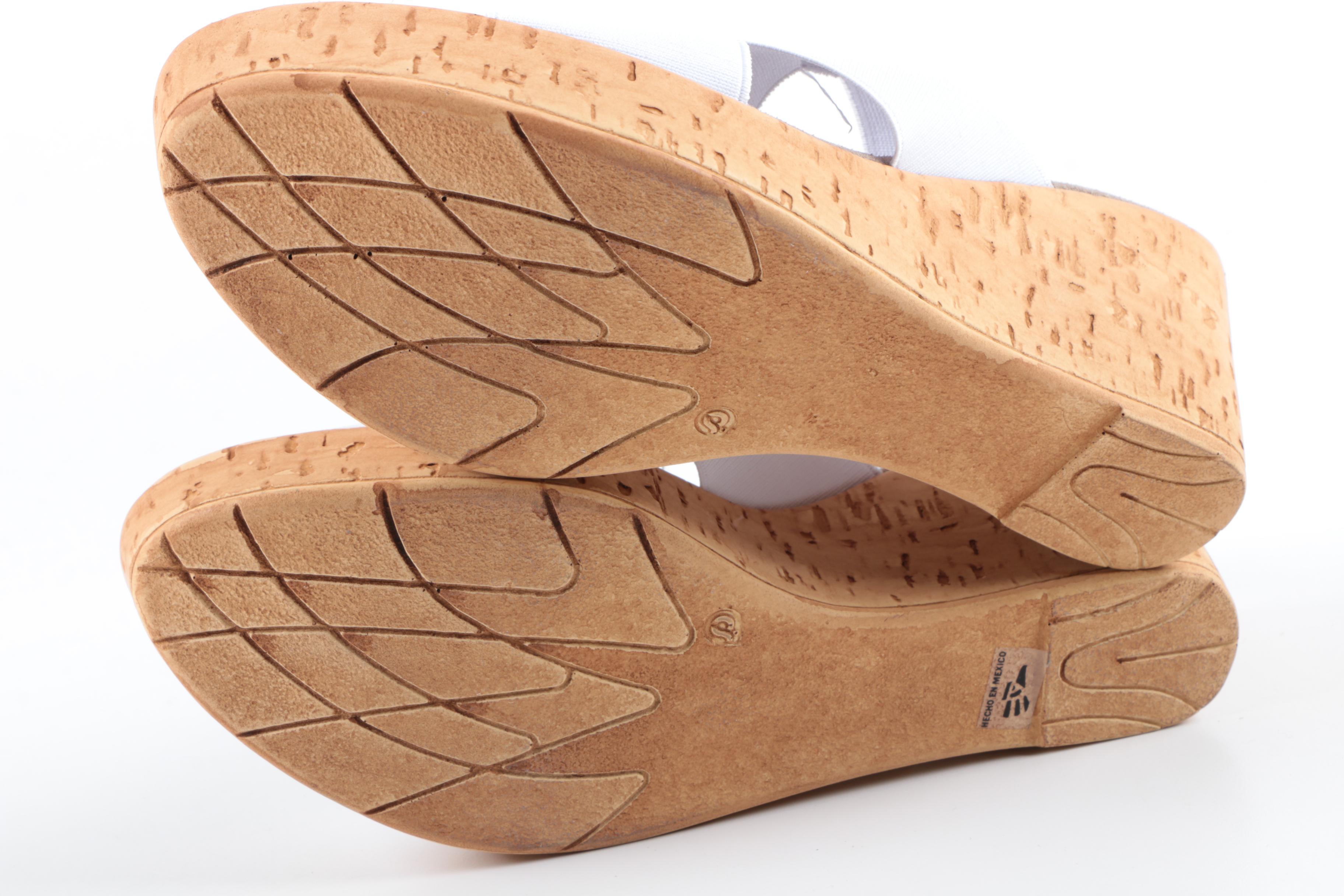 Charleston Shoe Co. White Cork Wedge Sandals