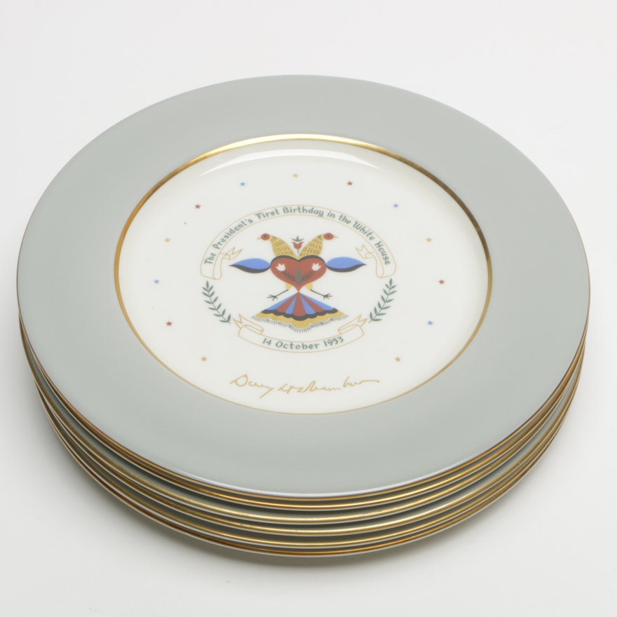 Castleton China Plates Commemorating Eisenhower's Birthday in the White House