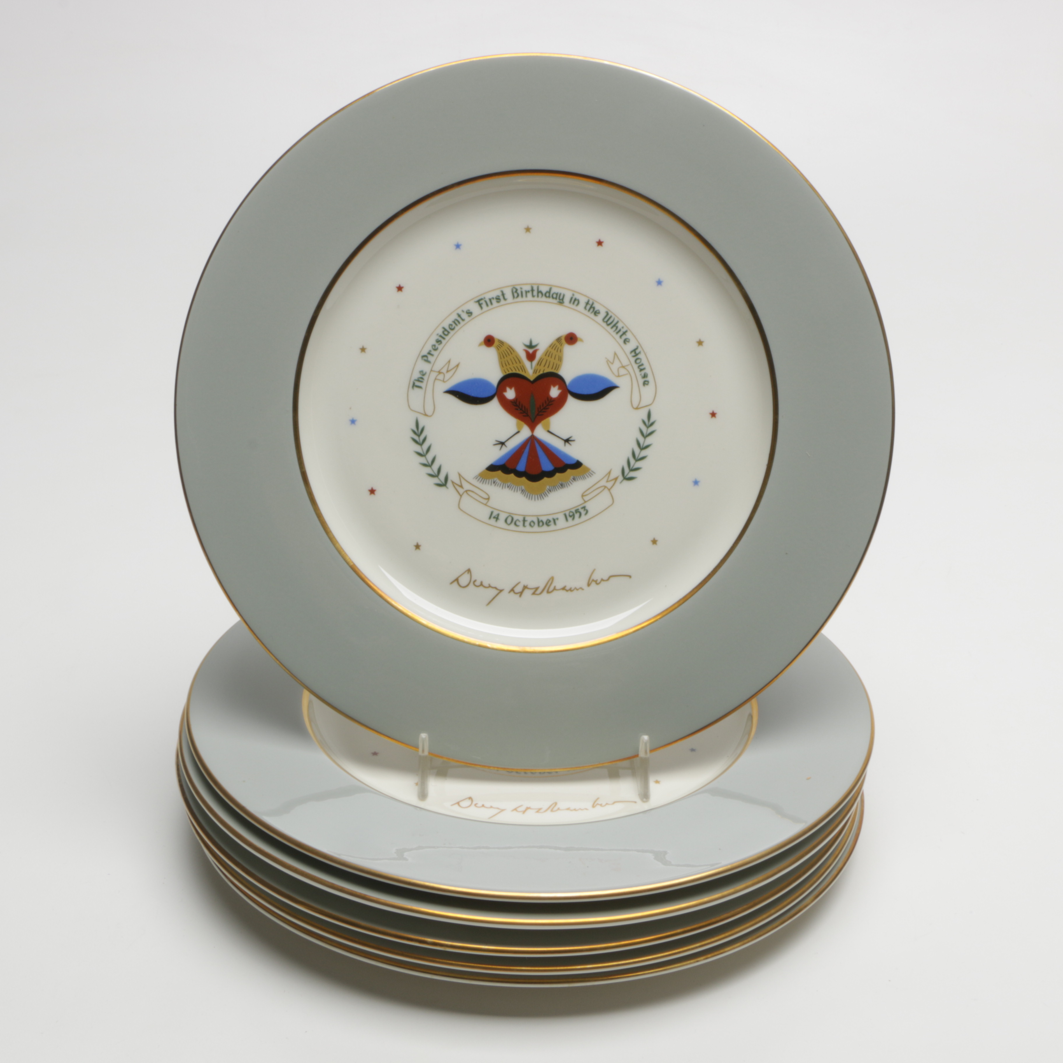 Castleton China Plates Commemorating Eisenhower's Birthday in the White House