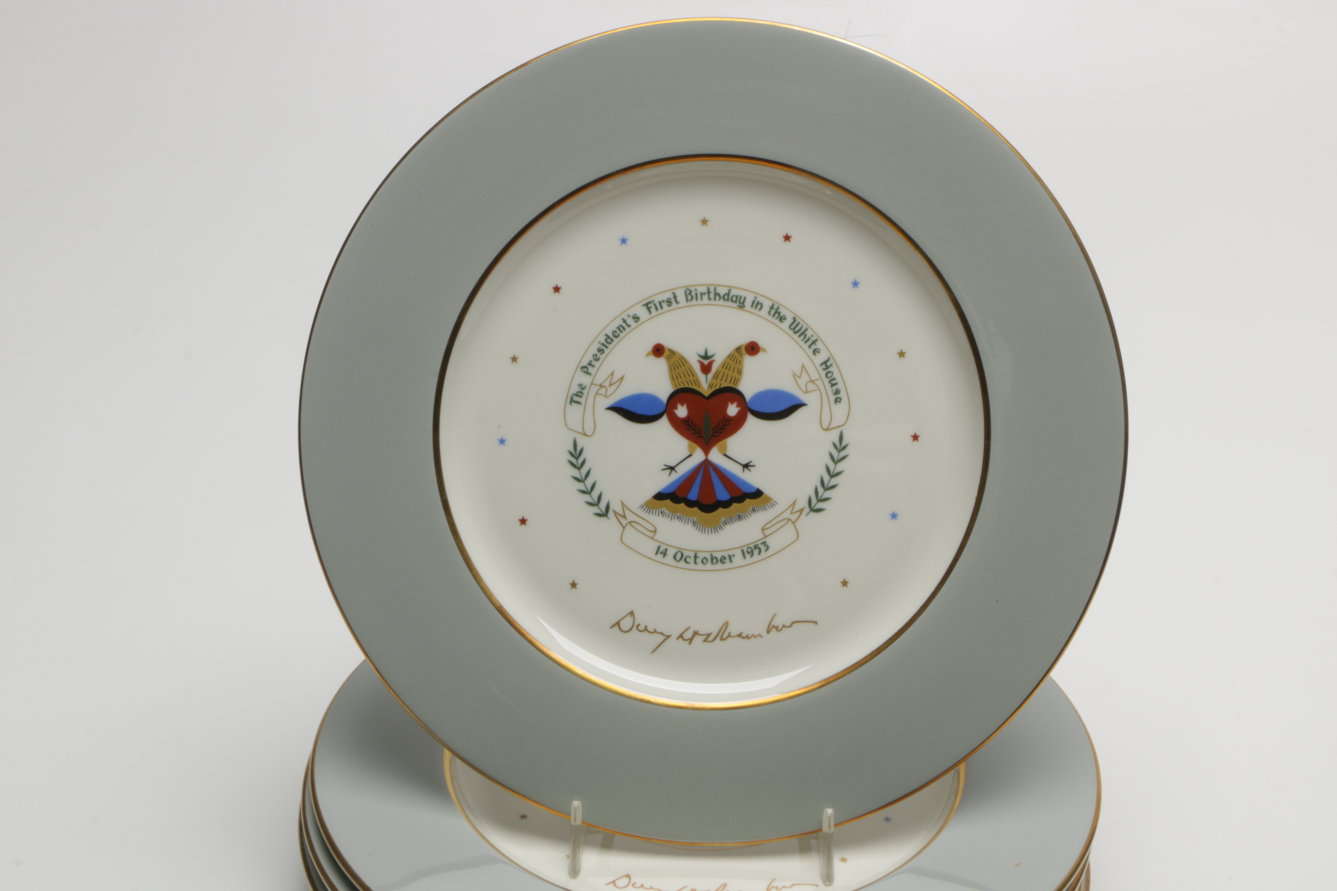 Castleton China Plates Commemorating Eisenhower's Birthday in the White House