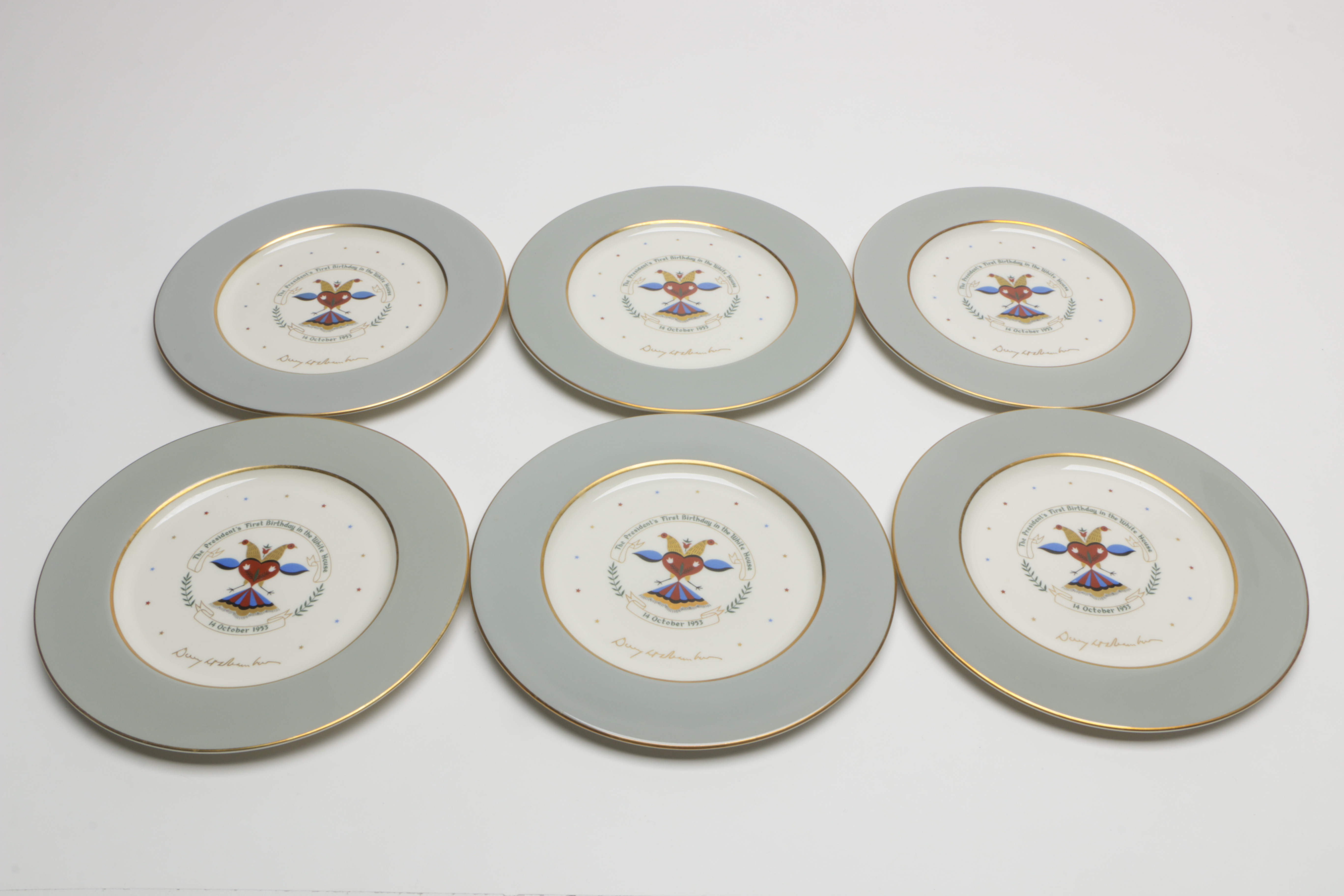 Castleton China Plates Commemorating Eisenhower's Birthday in the White House
