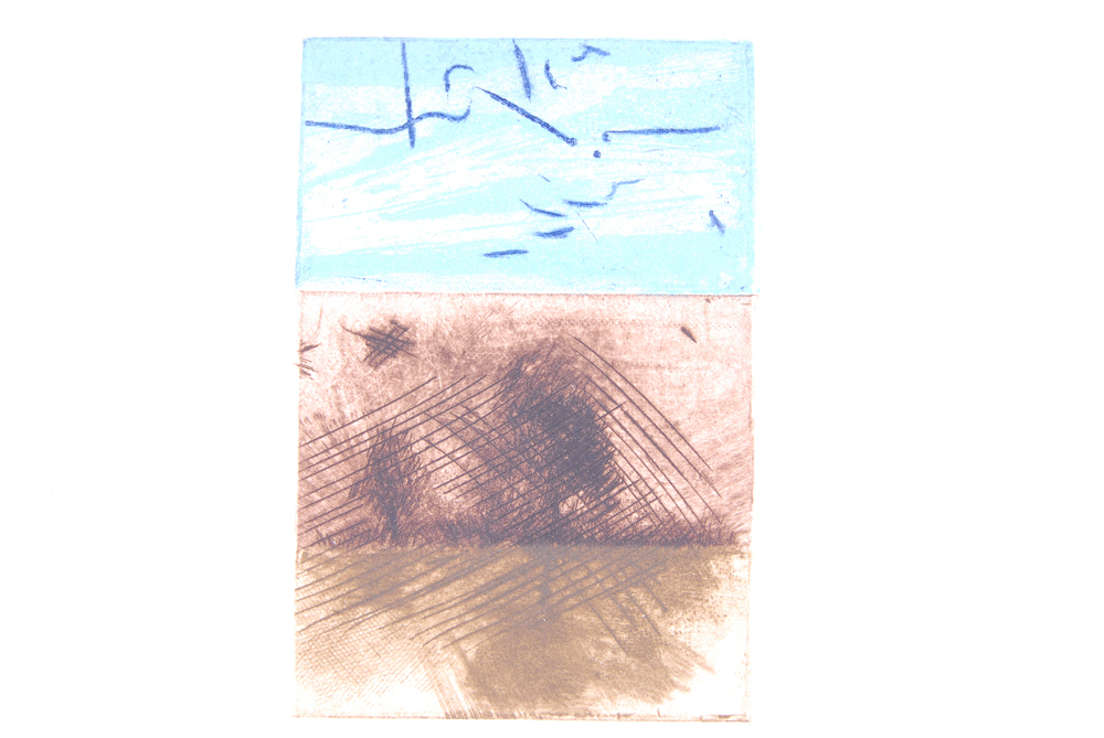 Robert Lewellyn Intaglio Print "Blue Duck Flies To North Country"