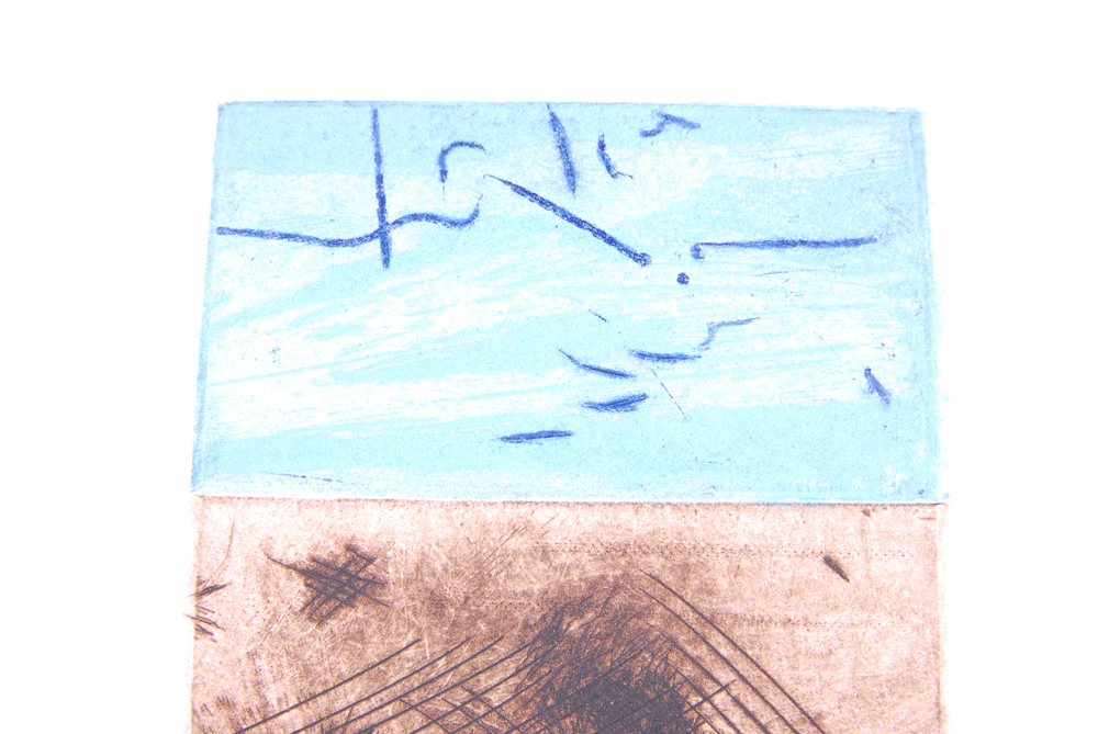 Robert Lewellyn Intaglio Print "Blue Duck Flies To North Country"