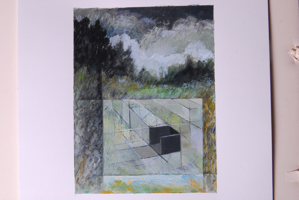 Robert Llewllyn Mixed Media Drawing "Eden Left The Heartland"