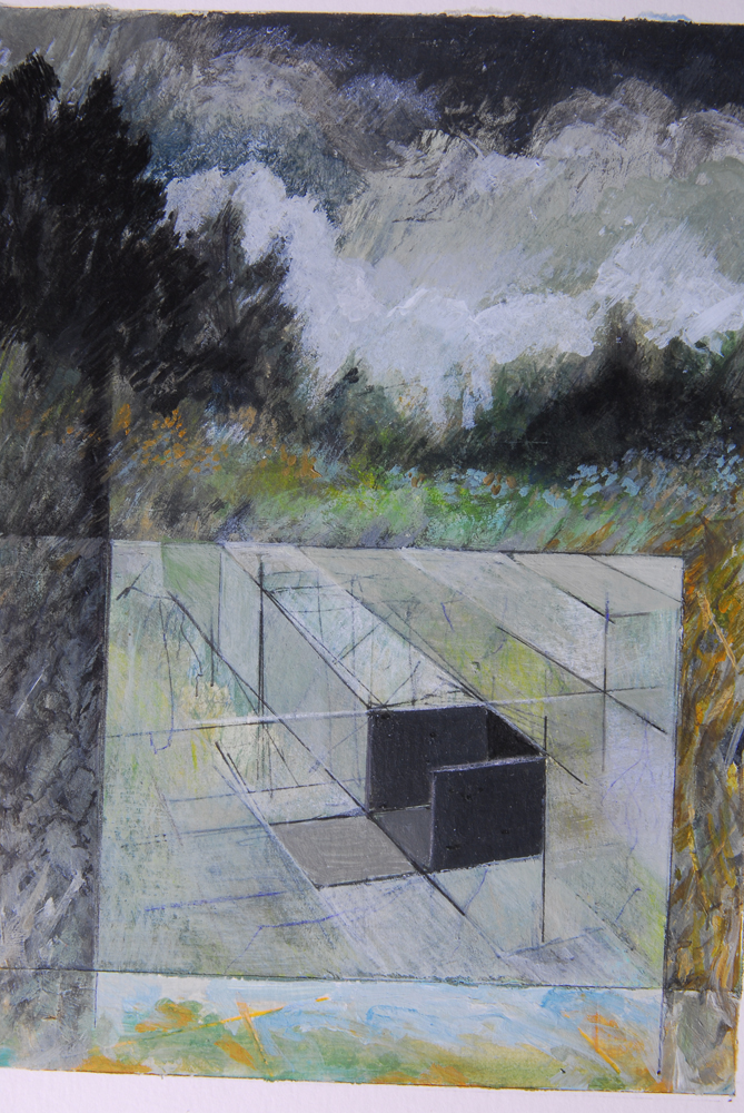 Robert Llewllyn Mixed Media Drawing "Eden Left The Heartland"