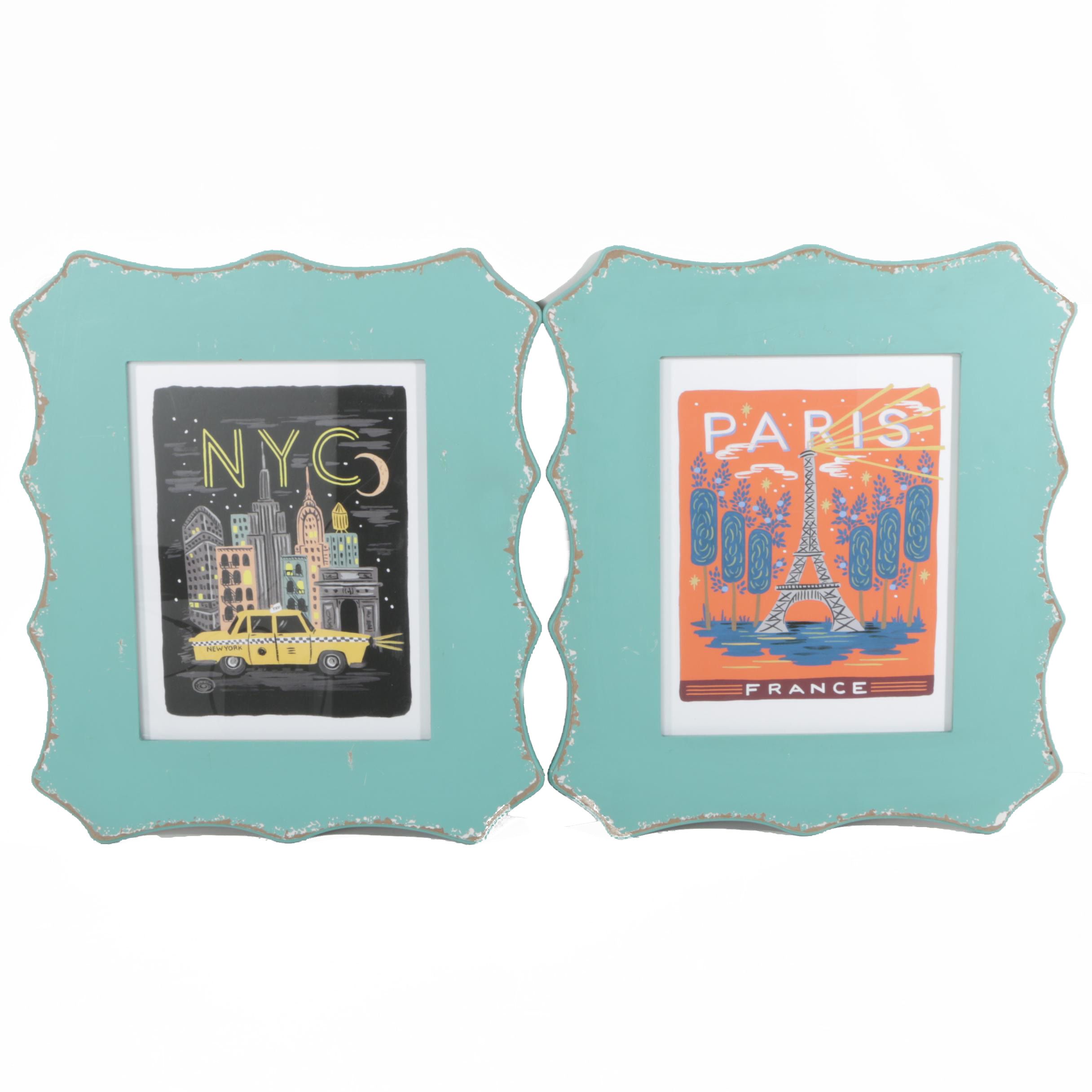 Rifle Paper Company Reproduction Prints "NYC" and "Paris, France"