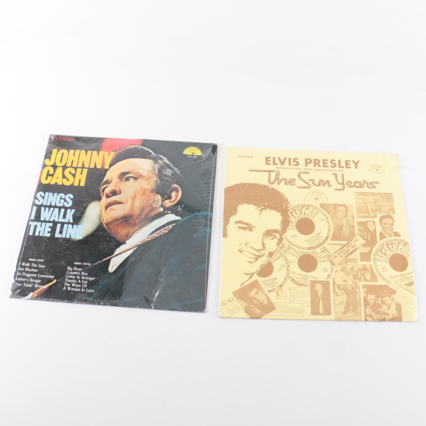 Johny Cash "Sings I Walk The Line" and Elvis "The Sun Years" Records