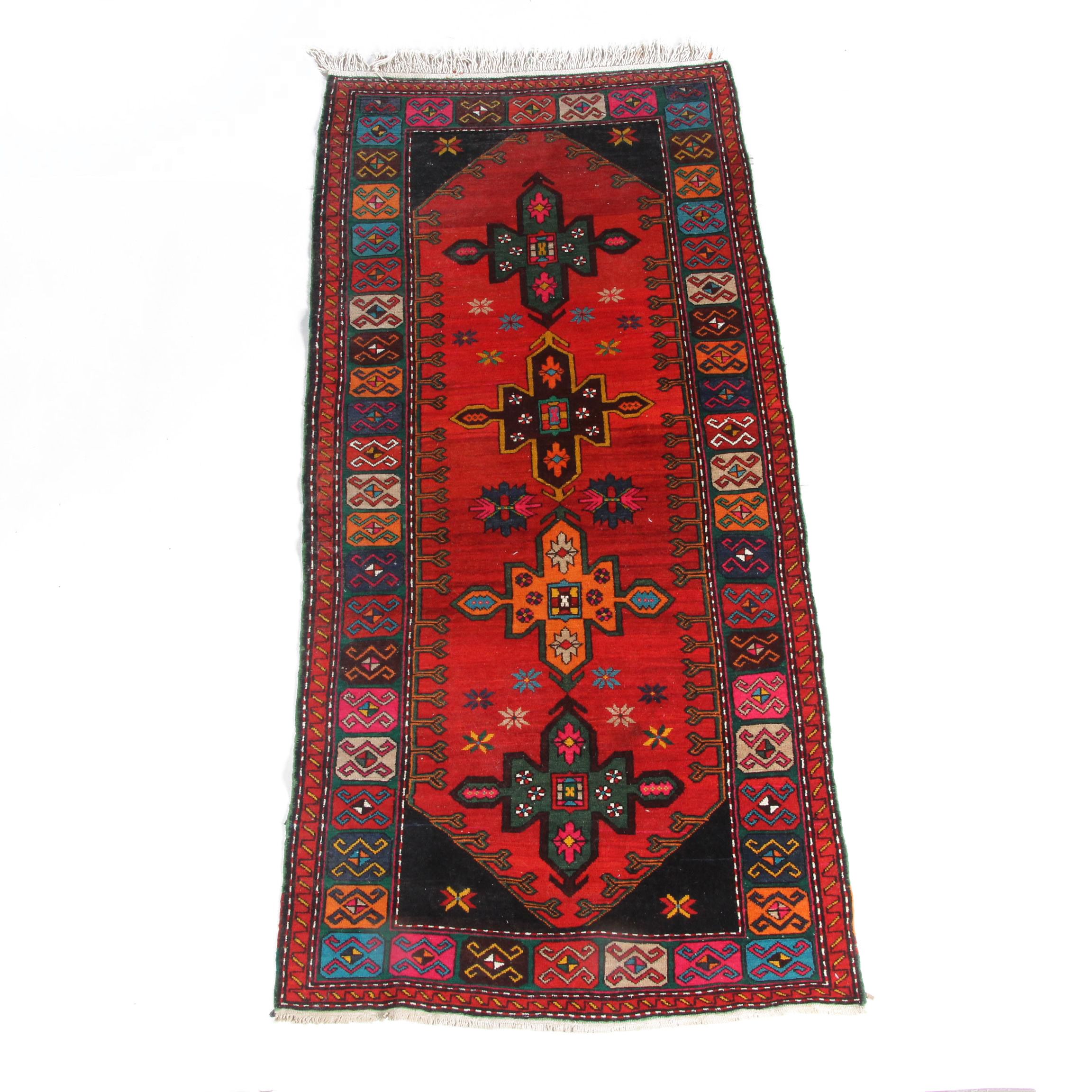 Hand-Knotted Caucasian Karabagh Wool Long Rug