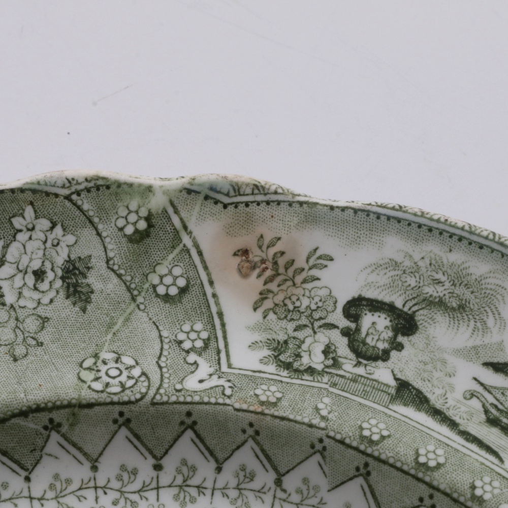 Antique Bi-Color Staffordshire Transferware Dinner Plates in "Canova" Pattern